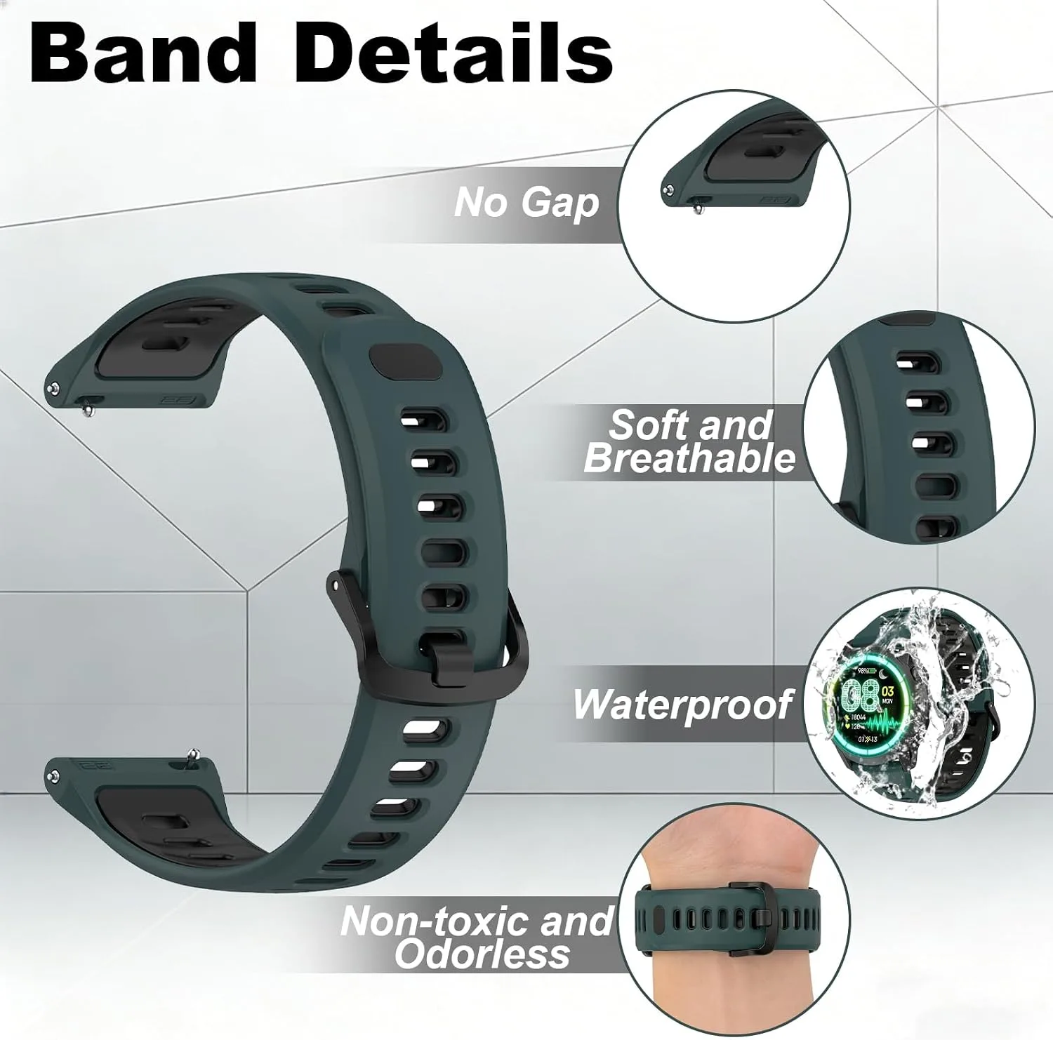 Silicone Bands Compatible with COROS PACE 3/4/Pro, COROS APEX PRO/2 Pro/APEX 46 MM/APEX 4 42 MM, Replacement Breathable Smartwatch Straps for Women and Men