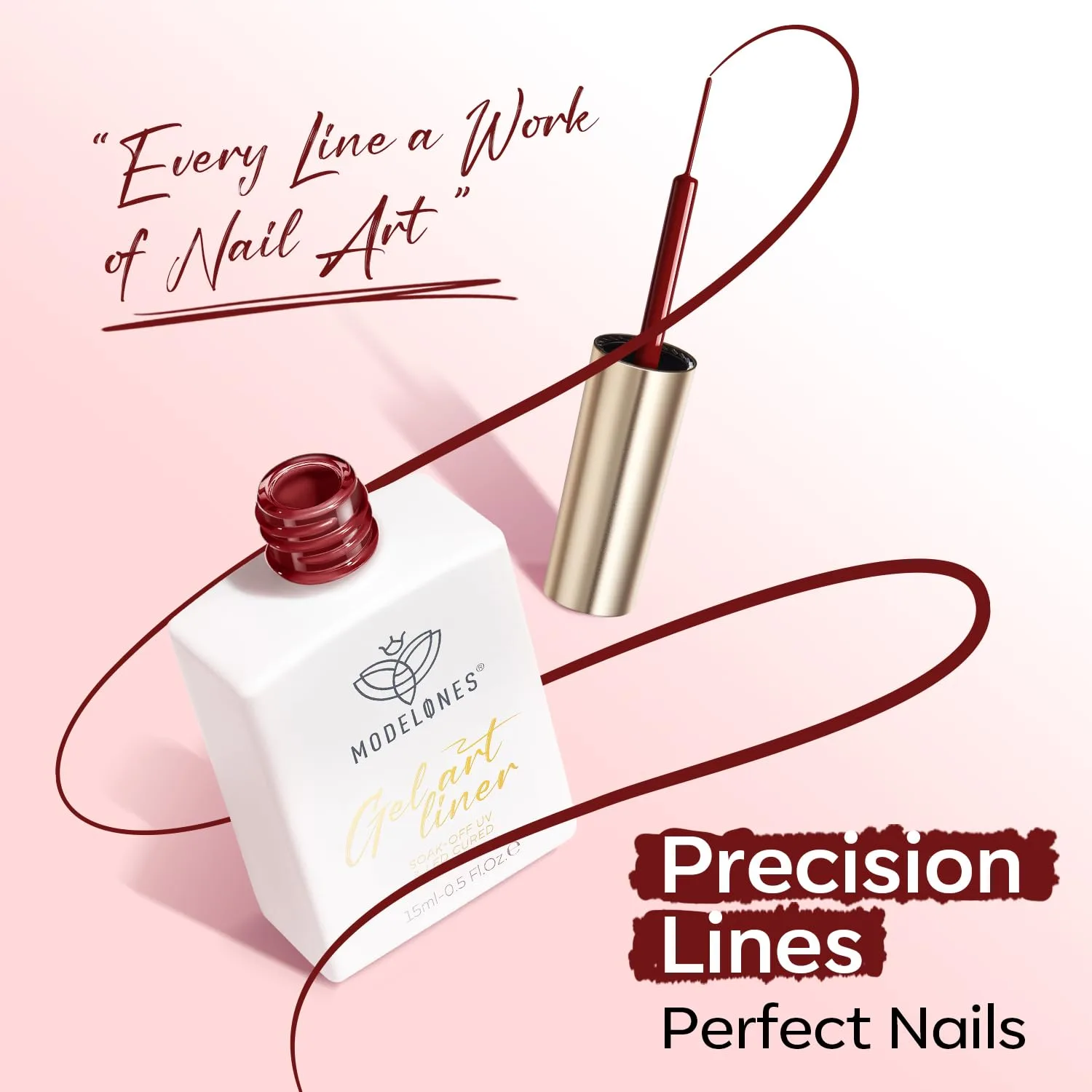modelones Burgundy French Tip Liner Gel Polish 15ml Nail Art Detail Brush