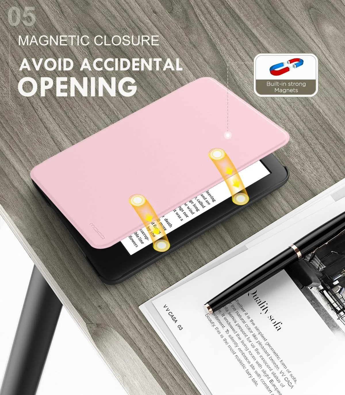 MoKo Case for 6" Amazon Kindle Basic 11th Gen 2024/2022, Pink