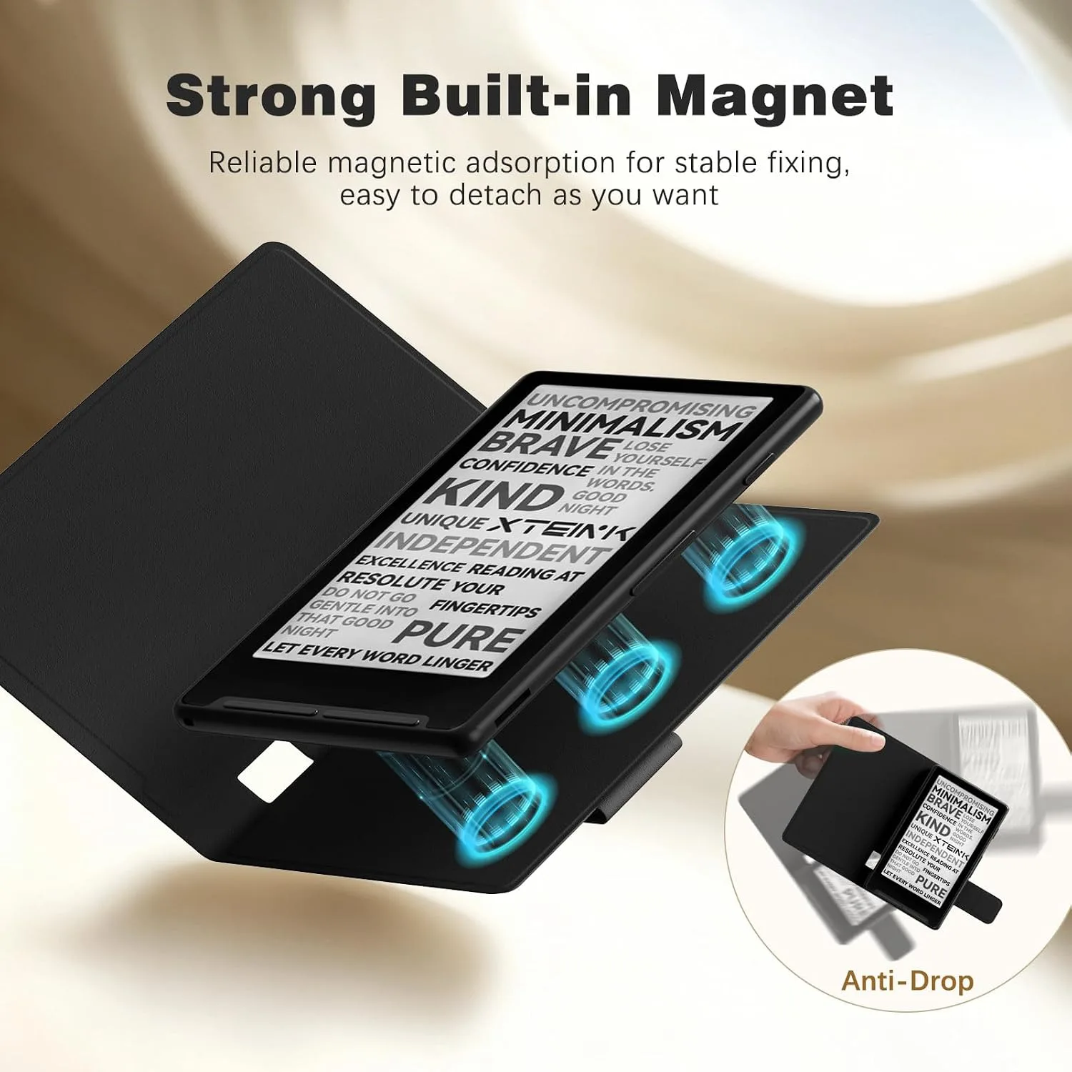 MoKo Magnetic Case for XTEINK X4 E-Reader 4.3 Inch, Black