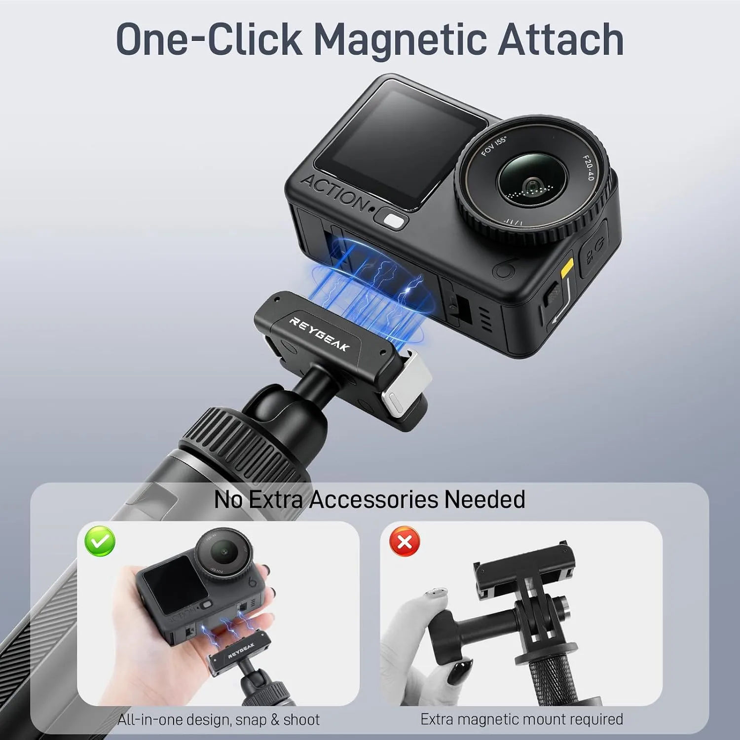 REYGEAK 15" Camera Tripod 360° Ball Head for DJI Osmo 360 Action 5 pro/4/3