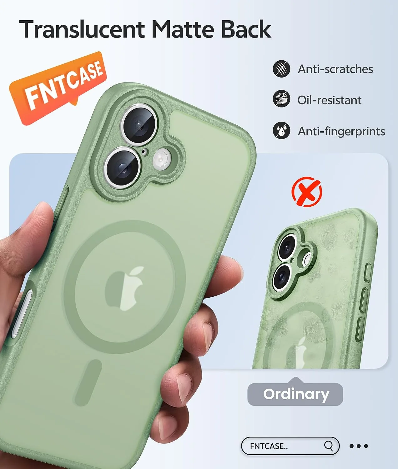 FNTCASE for iPhone 16 Plus Case, Fit for Magsafe, Light Moss