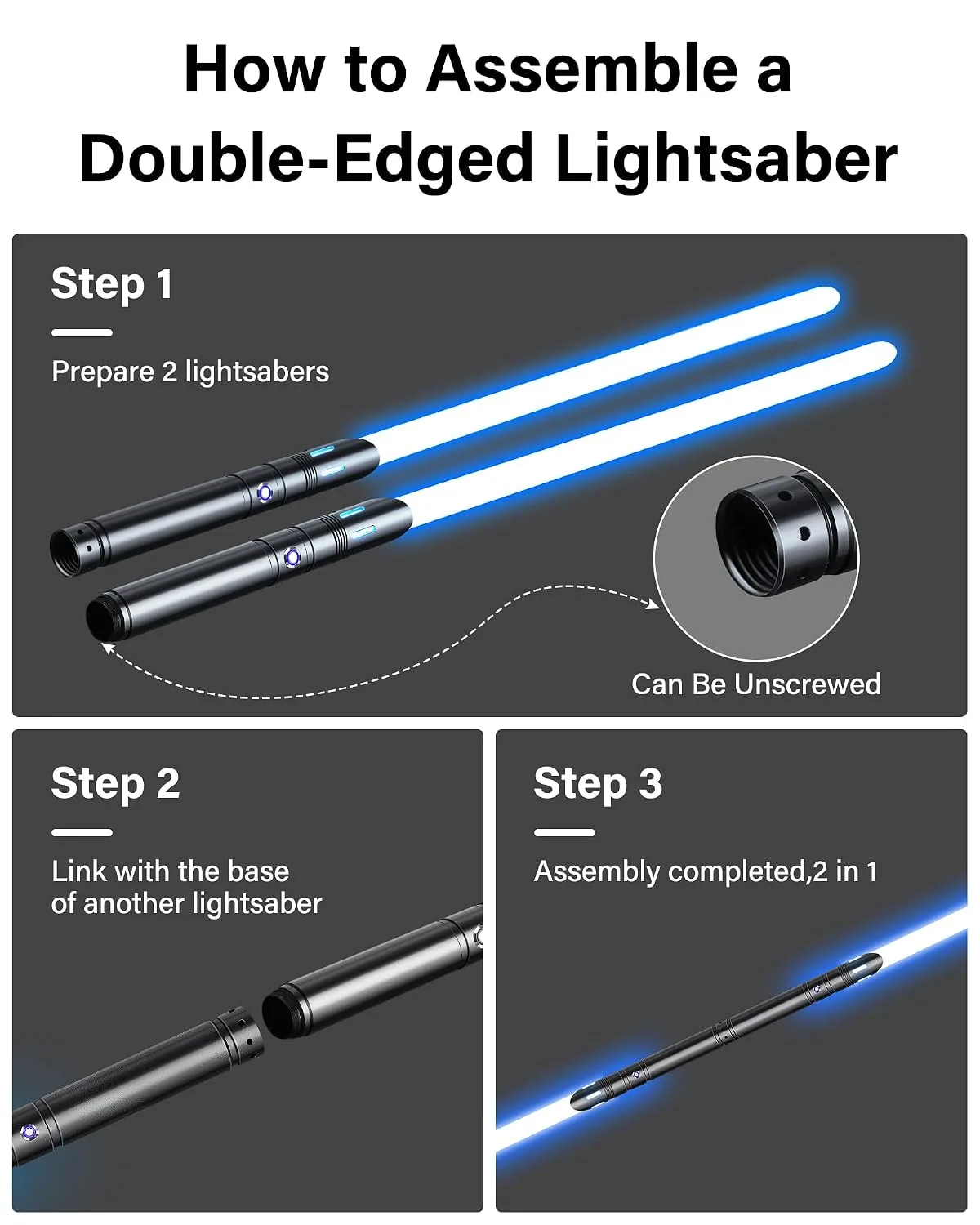 ANASABER Light Saber, Dueling Lightsaber 2 Pack, 12Color RGB Lightsabers with Metal Hilt, 4 Sound Fonts, FX Double-bladed Light Sabers for Kids Adults Birthday Xmas Gift, Halloween Cosplay, Black S8