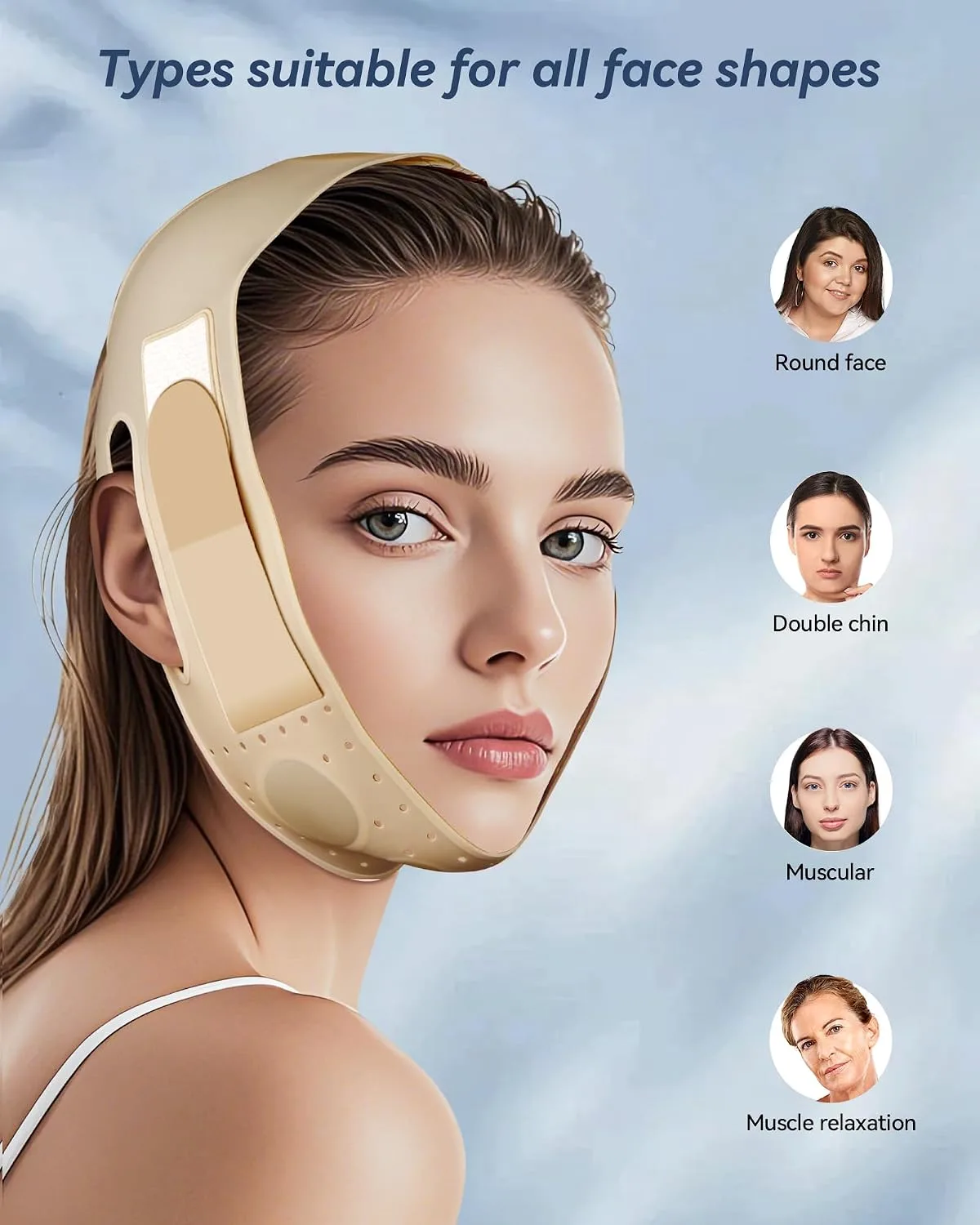 Reusable V Line Silicone Face Strap, Soft Silicone Chin Strap for Women