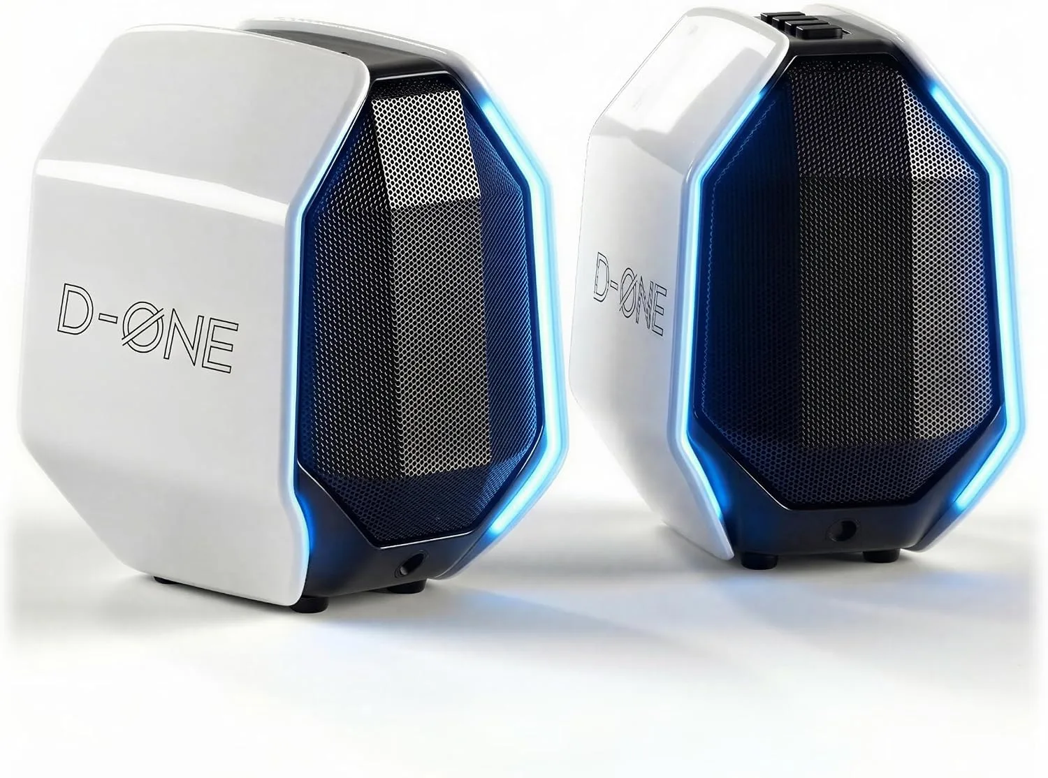 Computer Speakers for Desktop PC, Gaming PC Speakers for Desktop – USB-C, Bluetooth 5.3, 3.5mm AUX, AC Powered External Audio with Rich Stereo bass, Laptop/Mac, RGB Lights, White, 30W