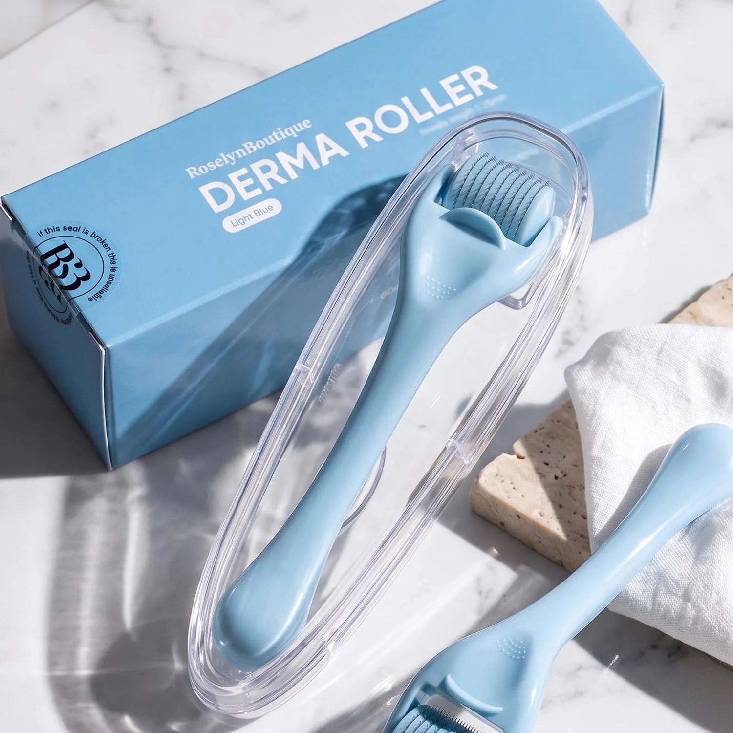 ROSELYNBOUTIQUE Beauty Blue Derma Roller 0.25mm Titanium Microneedles
