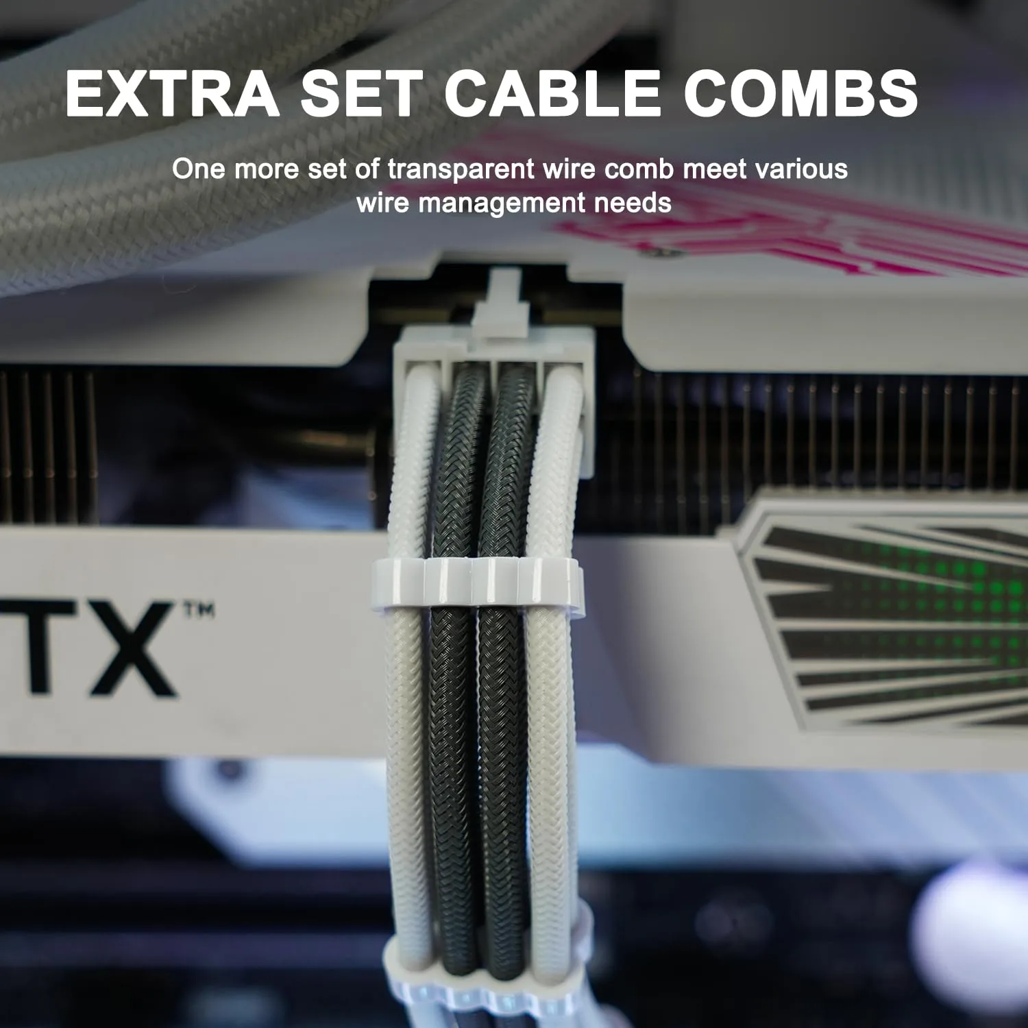 Sirlyr Gray/White PSU Extension Cables,24/8Pin Pre-Install Combs