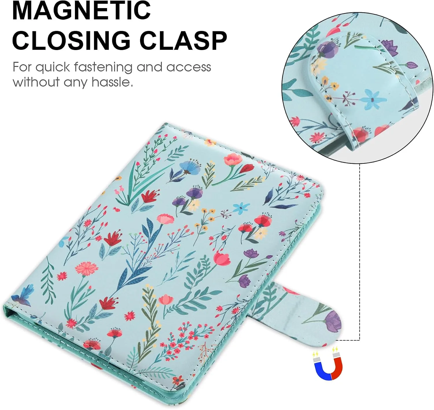 HoYiXi Universal Case for 6-inch Kindle eReader Compatible with Kobo/Voyaga/Pocketbook/Tolino E-Book Reader,6'' eReader Protective Cover with Built-in Card Slot,Flower