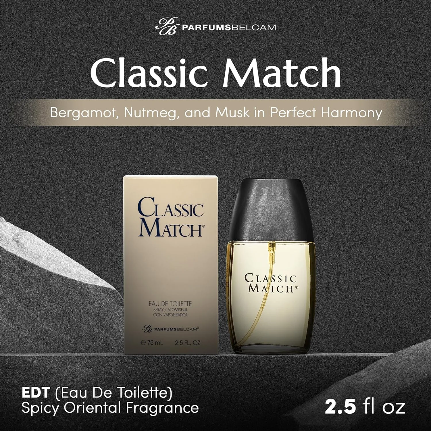 Belcam Beauty Classic Match Eau de Toilette for Men, 2.5 Fl Oz, Pack of 2