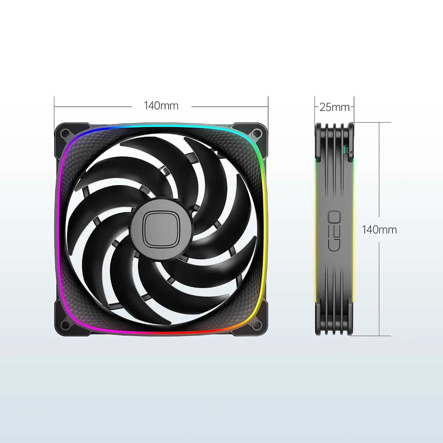 Geometric Future Squama 2503 RGB PWM Fan - 140mm - 3 Pack – Performance & Silent Balance - Dual Lighting Loop - 5V 3pin addressable RGB - 4pin PWM - Black (GEO-S2503B-14T)