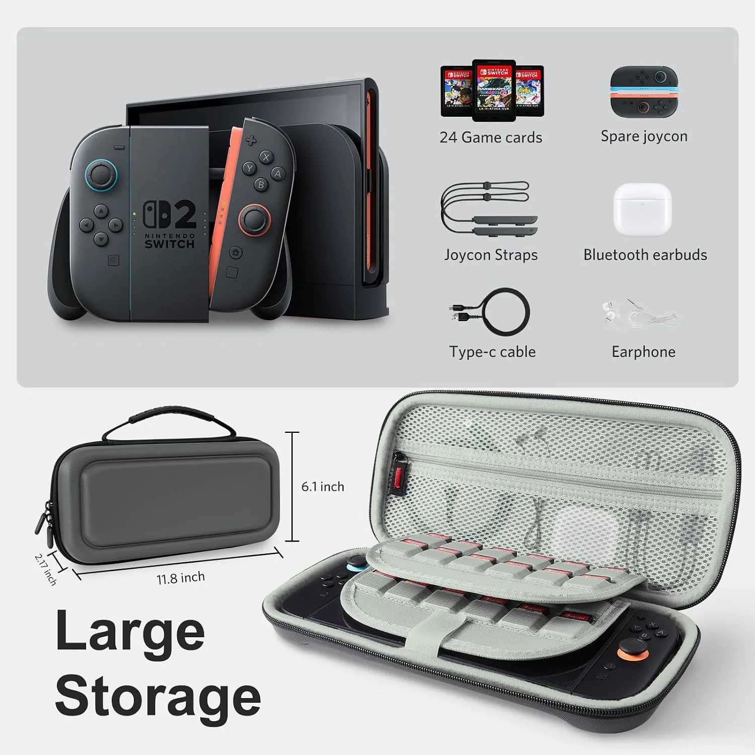 CoBak Large Capacity Carrying Case for Nintendo Switch 2 (2025)