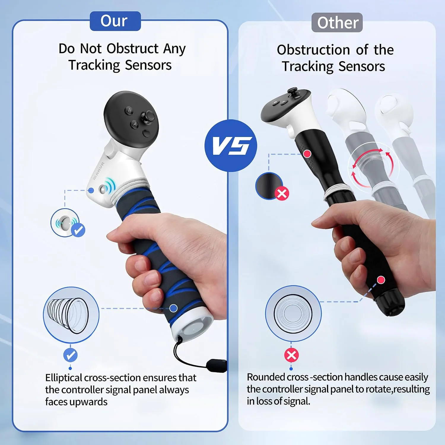 AMVR Upgraded Gorilla Tag Long Arms Controller Extensions Compatible with Meta/Oculus Quest 3S/Quest 3 Accessories, VR Sticks, Beat Saber Handles, Golf Club Attachment, Extension Grips, for VR Game