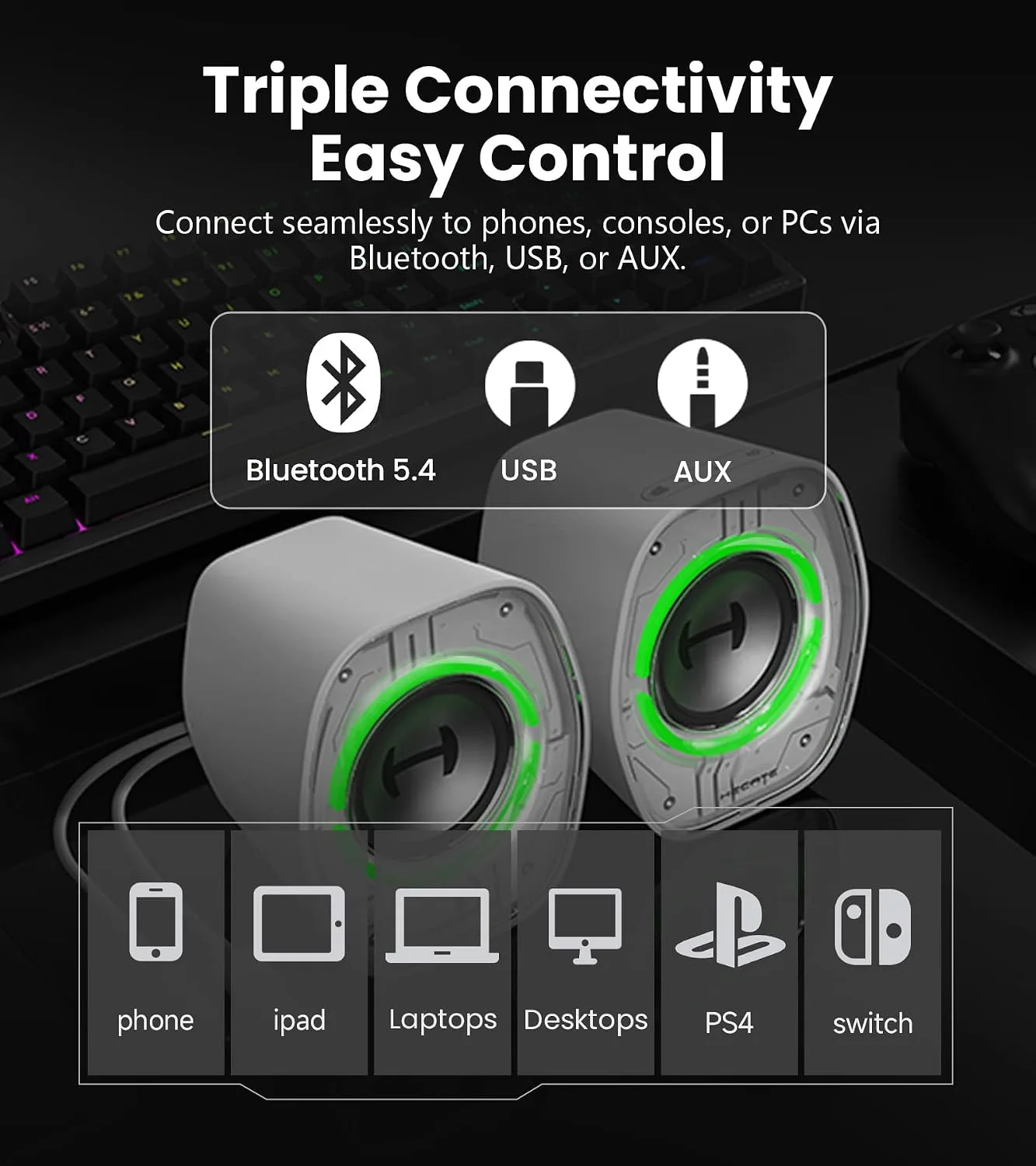 Edifier G1000 II RGB Light Compact Gaming Desktop Speakers, White