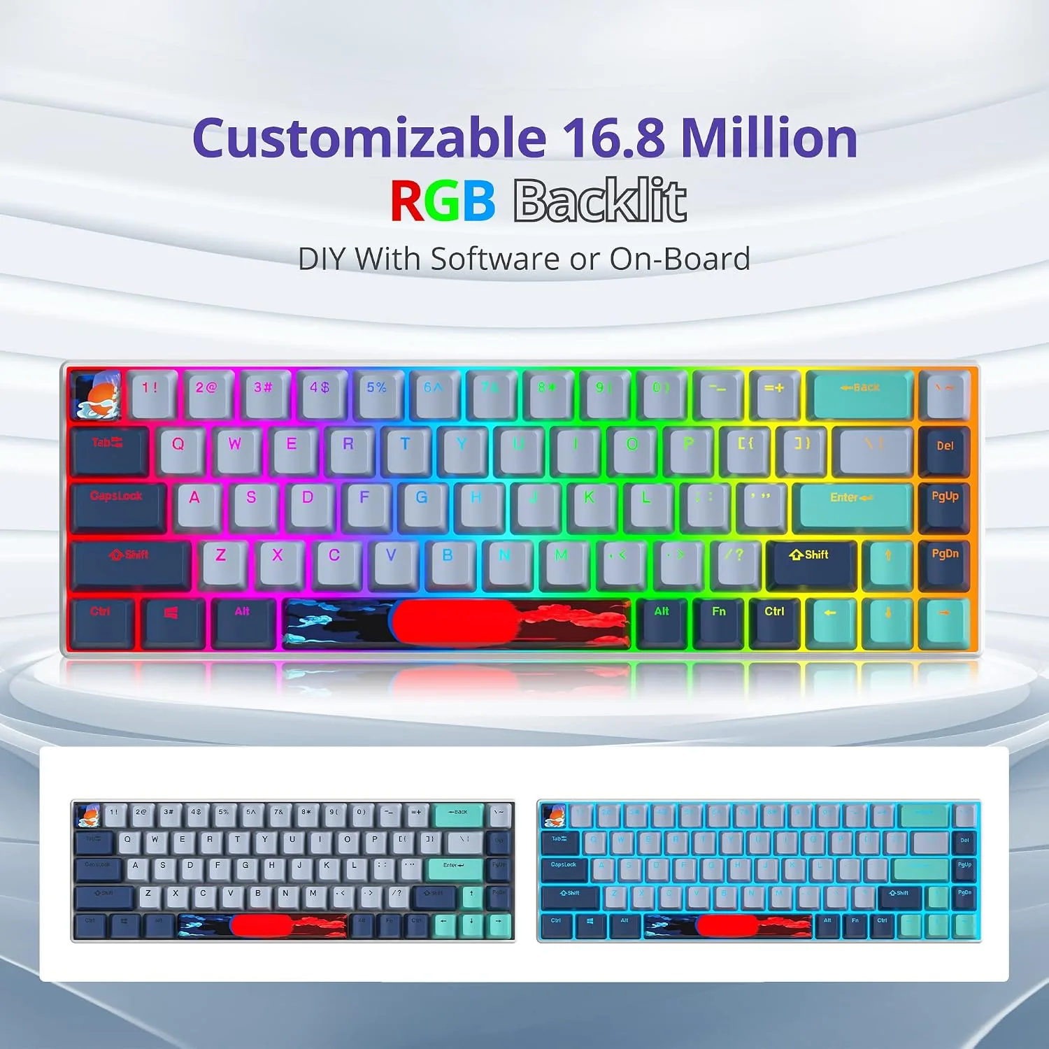 Owpkeenthy 65 Percent Mechanical Gaming Keyboard Hammerhead Shark with Red Switch Ultra Compact RGB Wired 60% Gaming Keyboard N-Key Rollover for PC Gamer Box PS