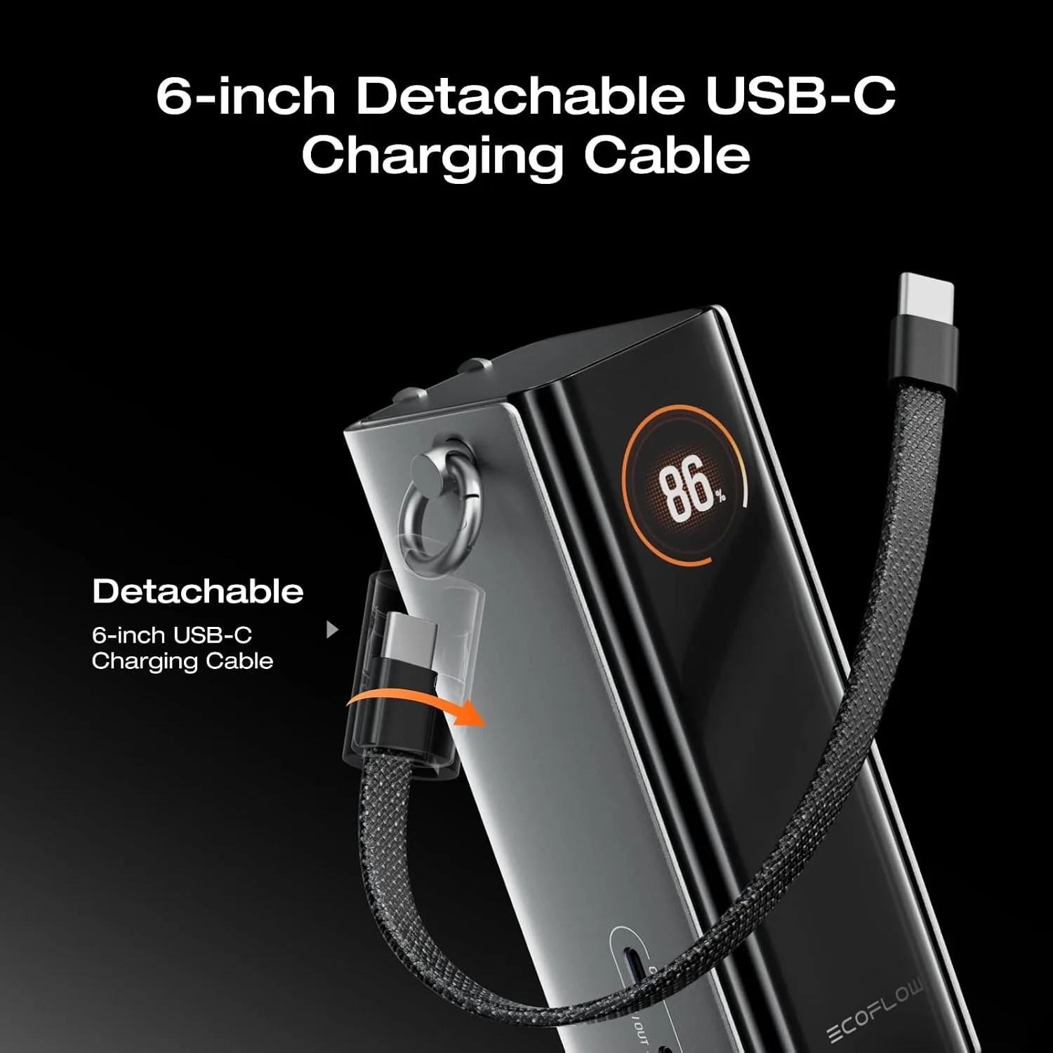 EF ECOFLOW RAPID Pro Power Bank with 67W Wall Plug, 10,000mAh 3-in-1 Portable Charger with Built-in USB-C Cable, 45W Fast Recharging, Travel Essentials for iPhone 17/16 Series, Galaxy, Laptops, and More