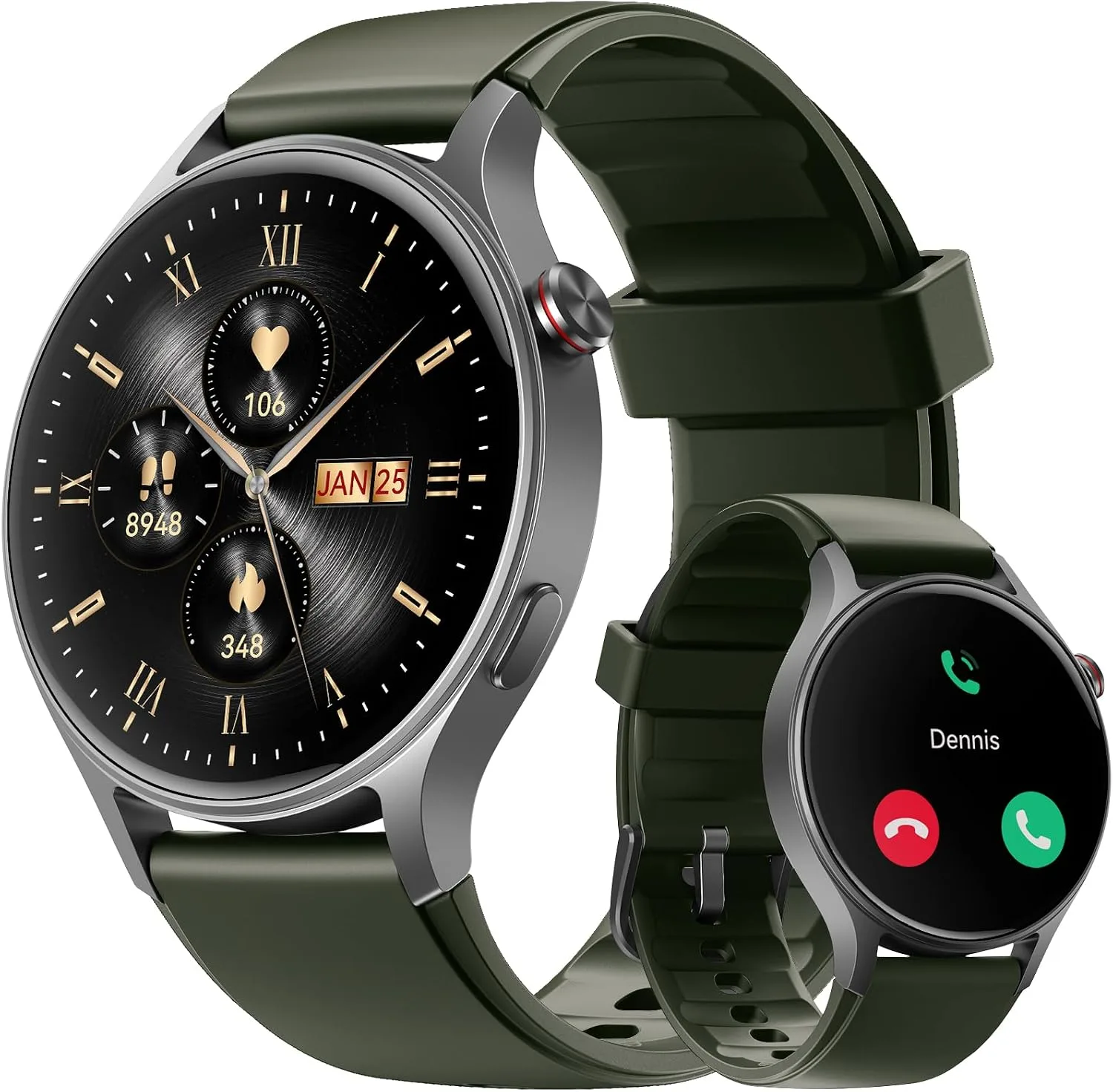 aeac Smart Watch for Women, AMOLED Ultra-Clear Screen Activity Trackers with Heart Rate/Sleep/SpO2 Monitor, Smartwatch for iPhone/Samsung/Android, 110+ Sport Modes (Army Green, S/M/L, Army Green)