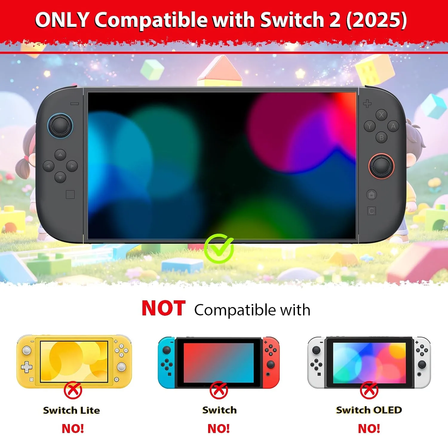 Joycon Joystick Replacement 2 Pack for Switch 2, Replacement Joy-Stick Analog Thumb Stick for Nintendo Joycon 2 (L)/(R) Blue/Red, Left/Right Analog Joystick with Thumbstick Grips & Screws (Blue/Red 4Pack Tool Kit)