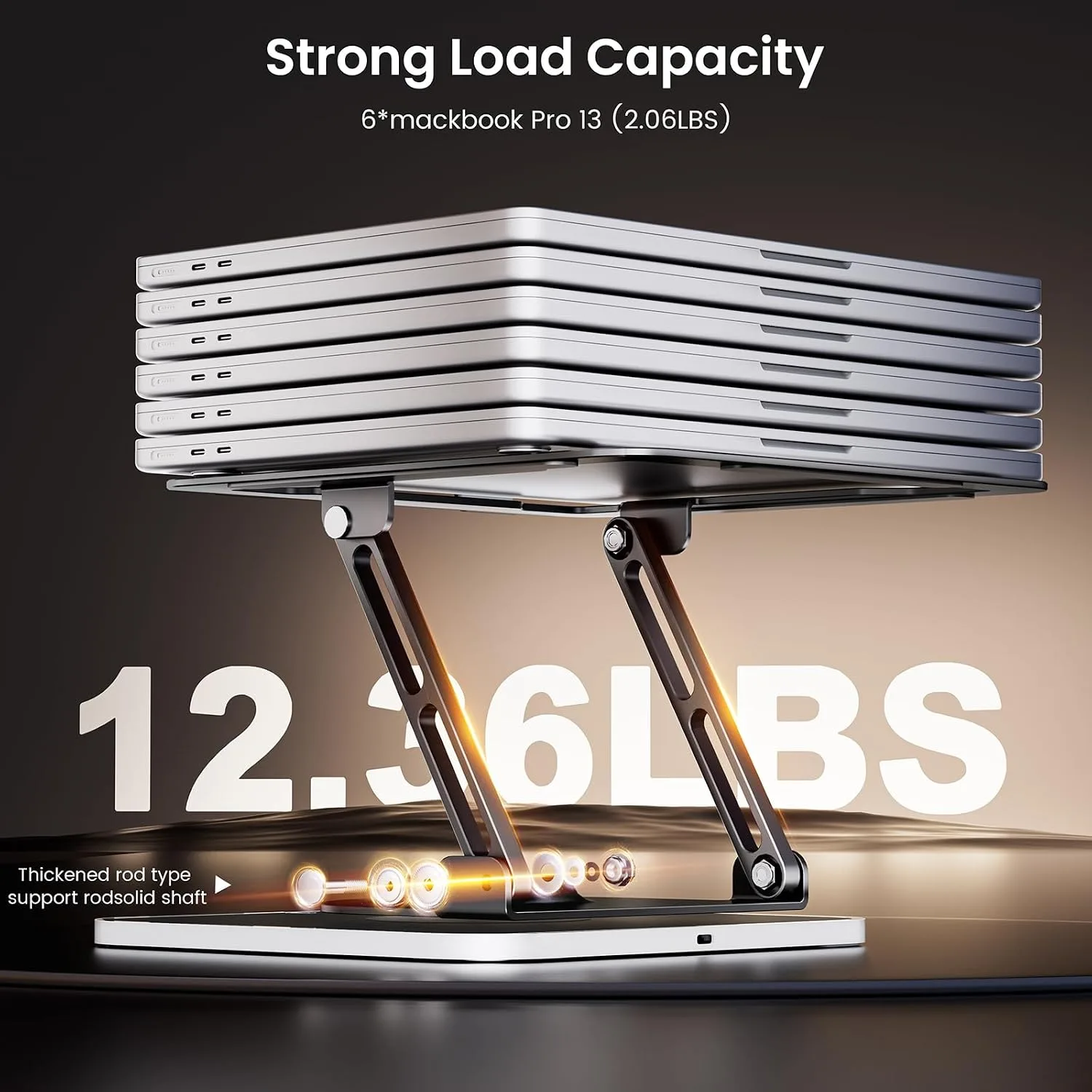 JOYEKY Laptop Stand for Desk(360°Rotating),Aluminum Laptop Riser for 10-16" Laptops (Black-RGB)