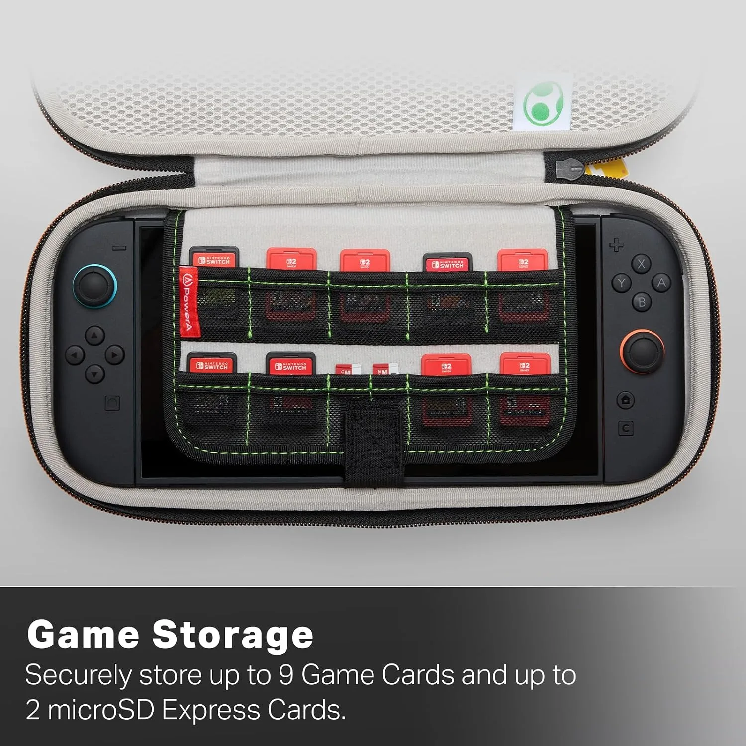 PowerA Protection Case for Nintendo Switch 2 - Mario & Yoshi, Officially Licensed, Protective Storage, Holds up to 9 Game Cards and 2 microSD Express Cards, Integrated Play Stand