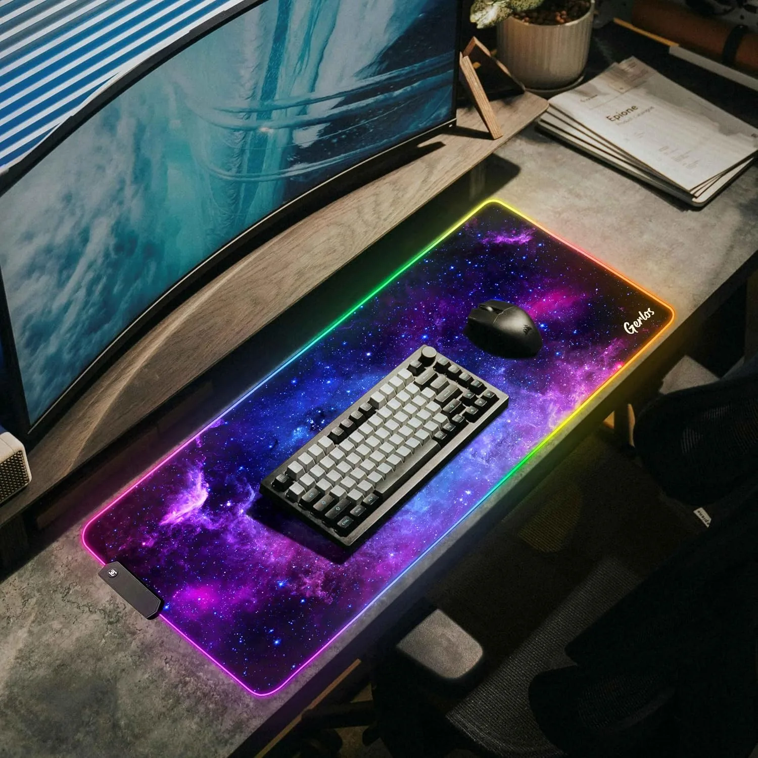 Gerlos RGB Gaming Mouse Pad, Large LED Mouse Pad for Gamer, 31.5" x 11.8"