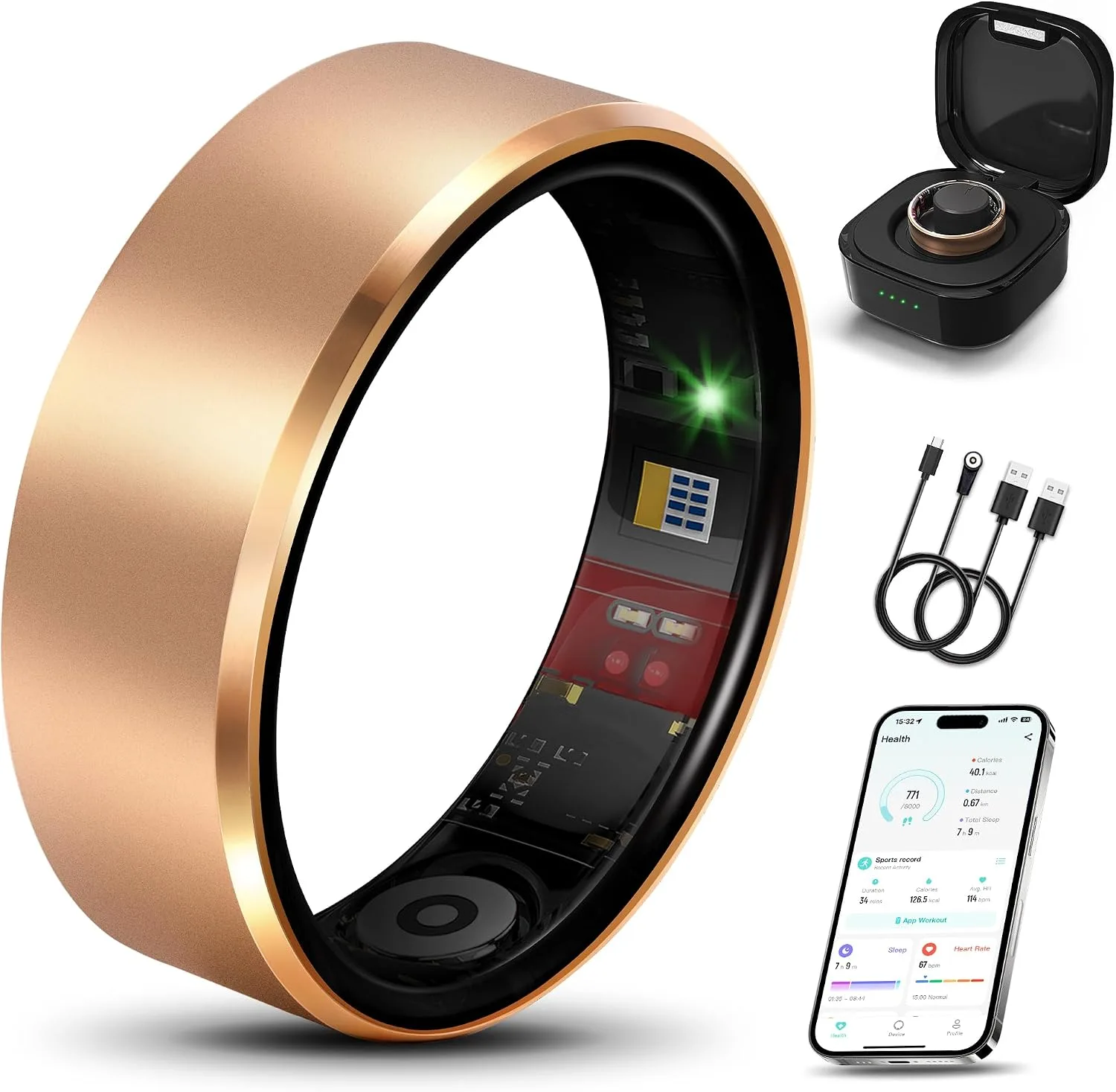 Smart Health Ring Fitness Tracker for Men Women, New RG 7