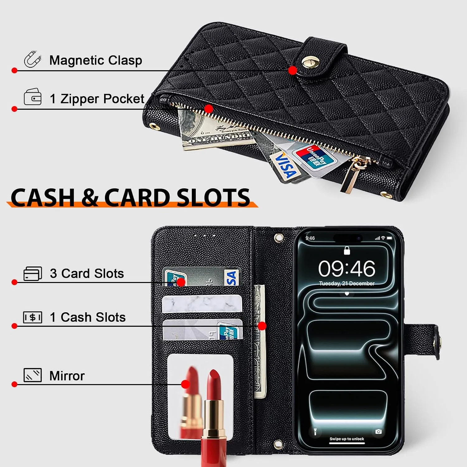 Wallet Phone Case Crafted for iPhone 17 Pro Black