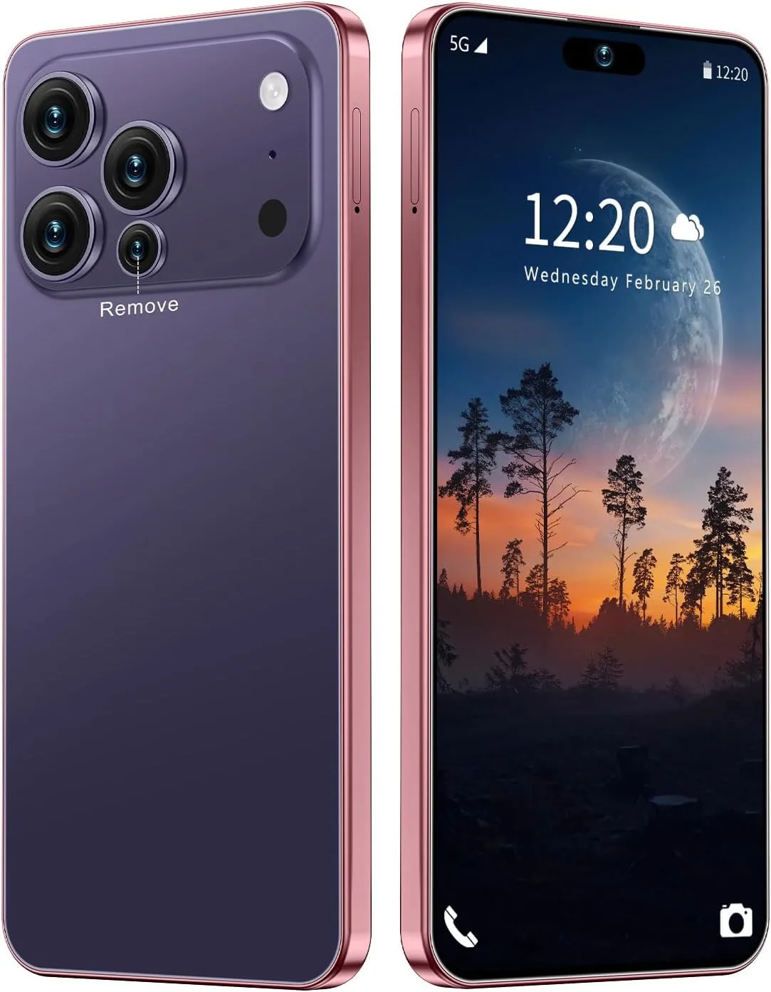 Huness 17 PM Smartphone Unlocked Cell Phone,6.99" HD Screen Unlocked Phone,16+512GB Android 15 Battery 7000mAh,Face ID/Dual SIM/5G/Fingerprint Button Unlock/Photos/GPS (Deep Purple)