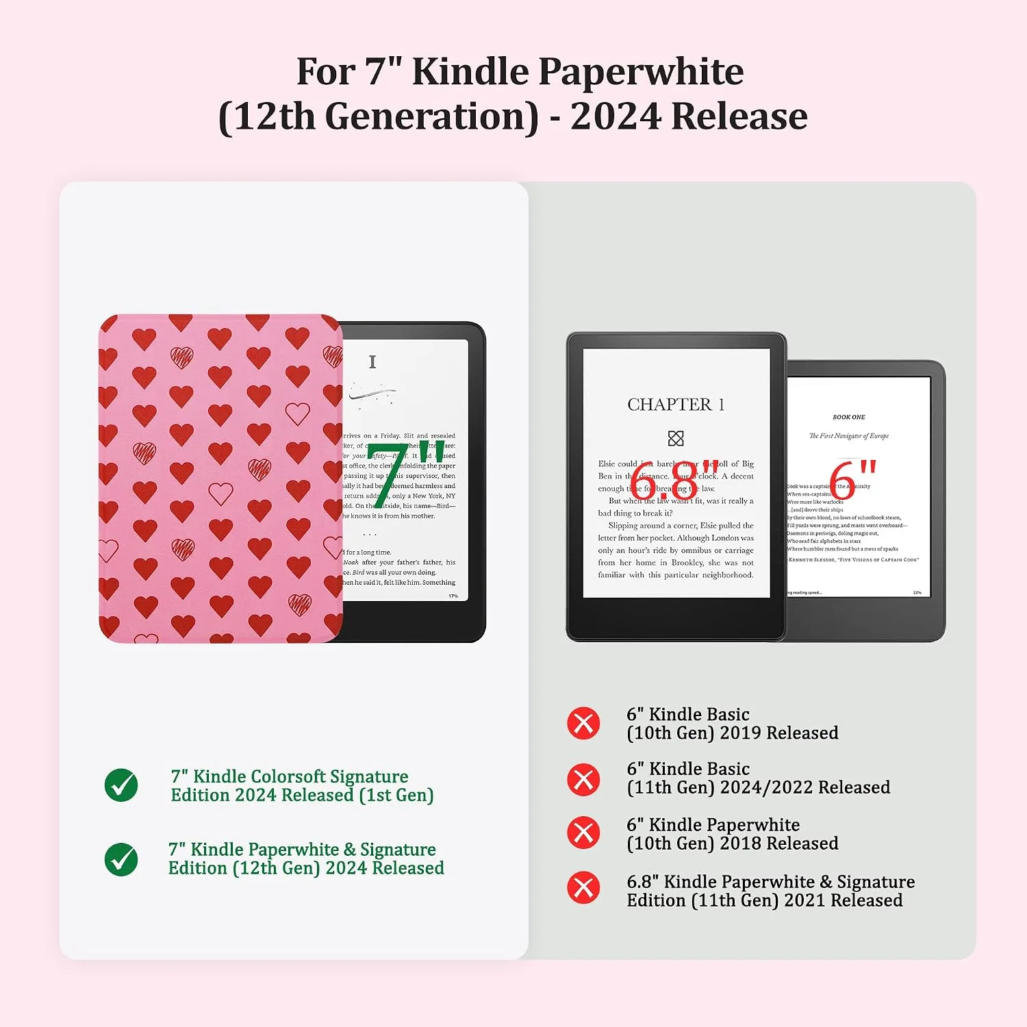 Clear Case for 7'' Kindle Paperwhite 12th Gen 2024 & Colorsoft