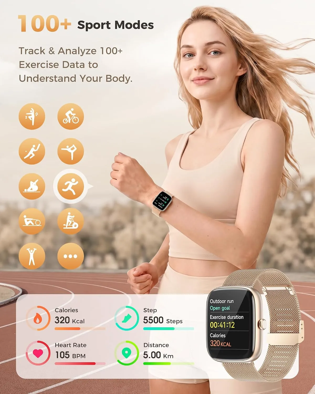 Smart Watches for Women Android/iPhone, Fitness Trackers with Answer/Call