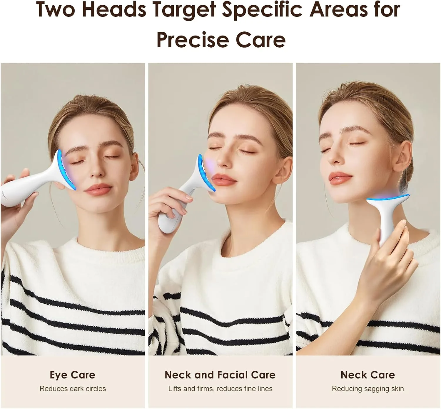 Portable Neck Facial Massager, Constant Temperature Heat & Vibration, USB Rechargeable 3 Speeds, Relieve Fatigue, Accelerate Skincare Absorption