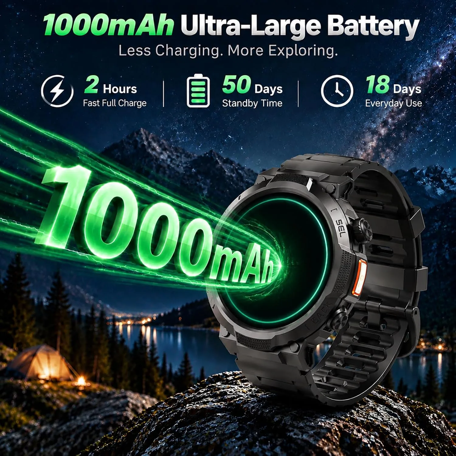 Military Smart Watches for Men (Answer/Make Call), 50+ Day Battery,1.53" HD