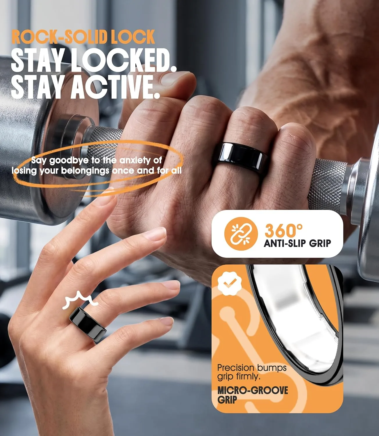 3 Pack Ring Cover Compatible for Oura Ring 5, Resistant TPU, Black-Size 8