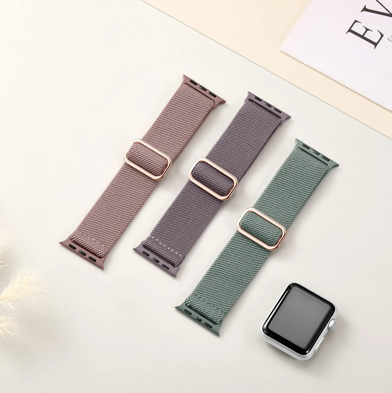 DaQin 3 Pack Stretchy Solo Loop Compatible with Apple Watch Bands Men Women