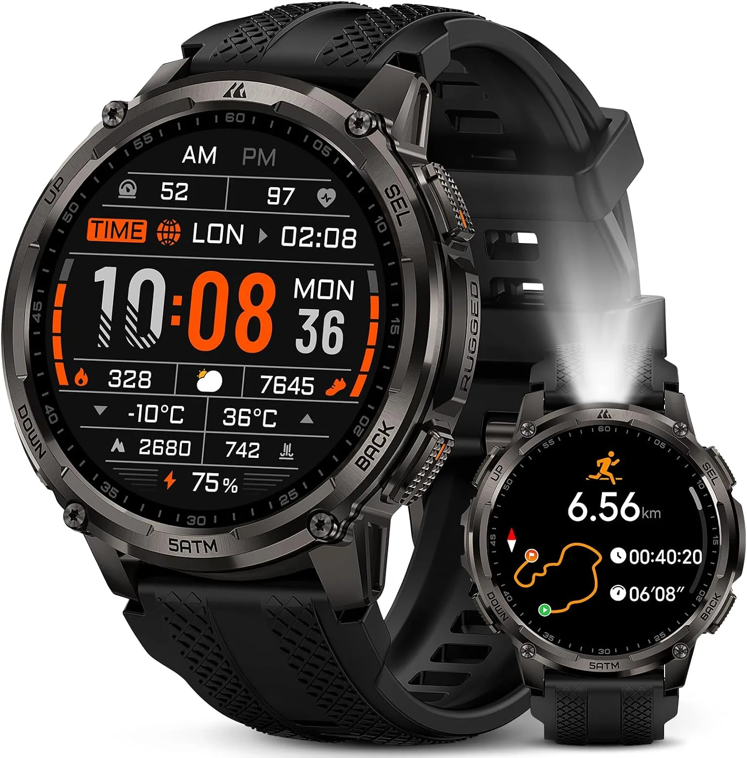 KOSPET Tank T4C Smart Watch with GPS, 5ATM/IP69K Waterproof, LED Flashlight