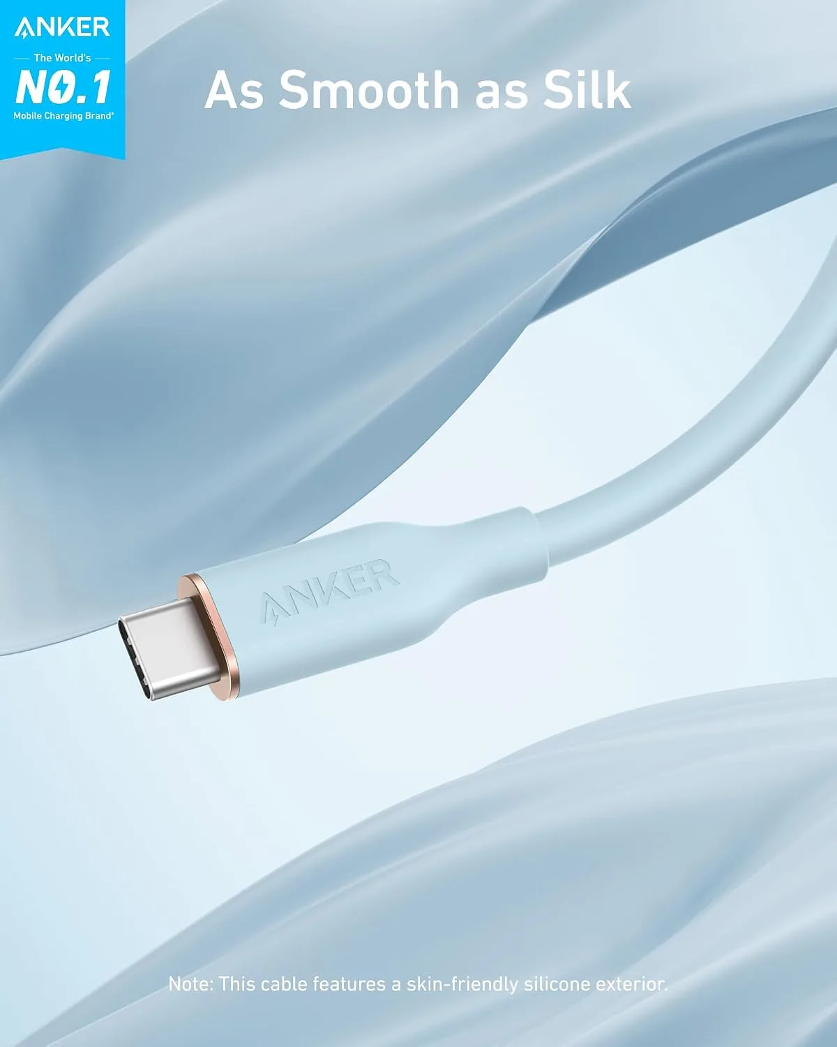 Anker USB C Cable, 240W Type C Fast Charging Cord (1-Pack, 6 ft, Blue)