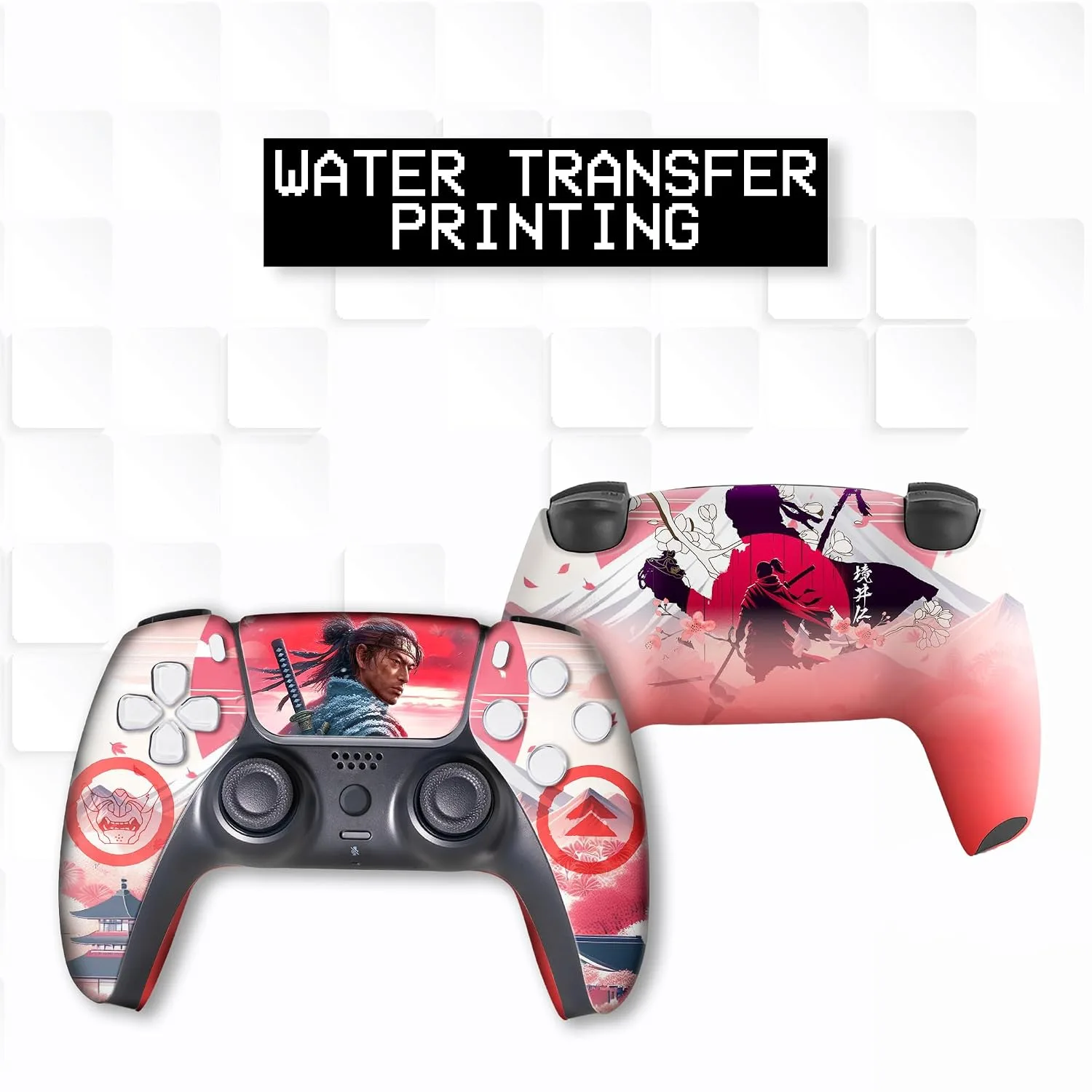 Ghost of Tshushiima Custom PS-5 Controller Wireless compatible with Play-Station 5 Console by BCB Controllers | Proudly Customized in USA with Permanent HYDRO-DIP Print(NOT JUST A SKIN)(MODDED)
