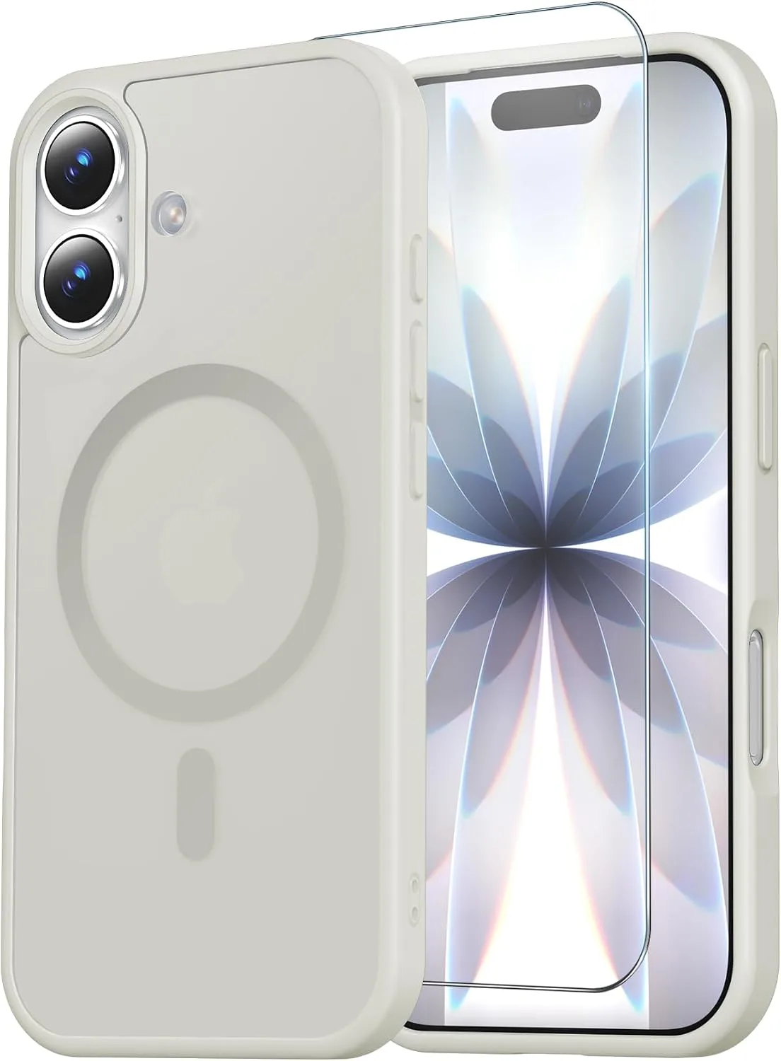 Funda para iPhone 15 Temdan con protector de pantalla Beige