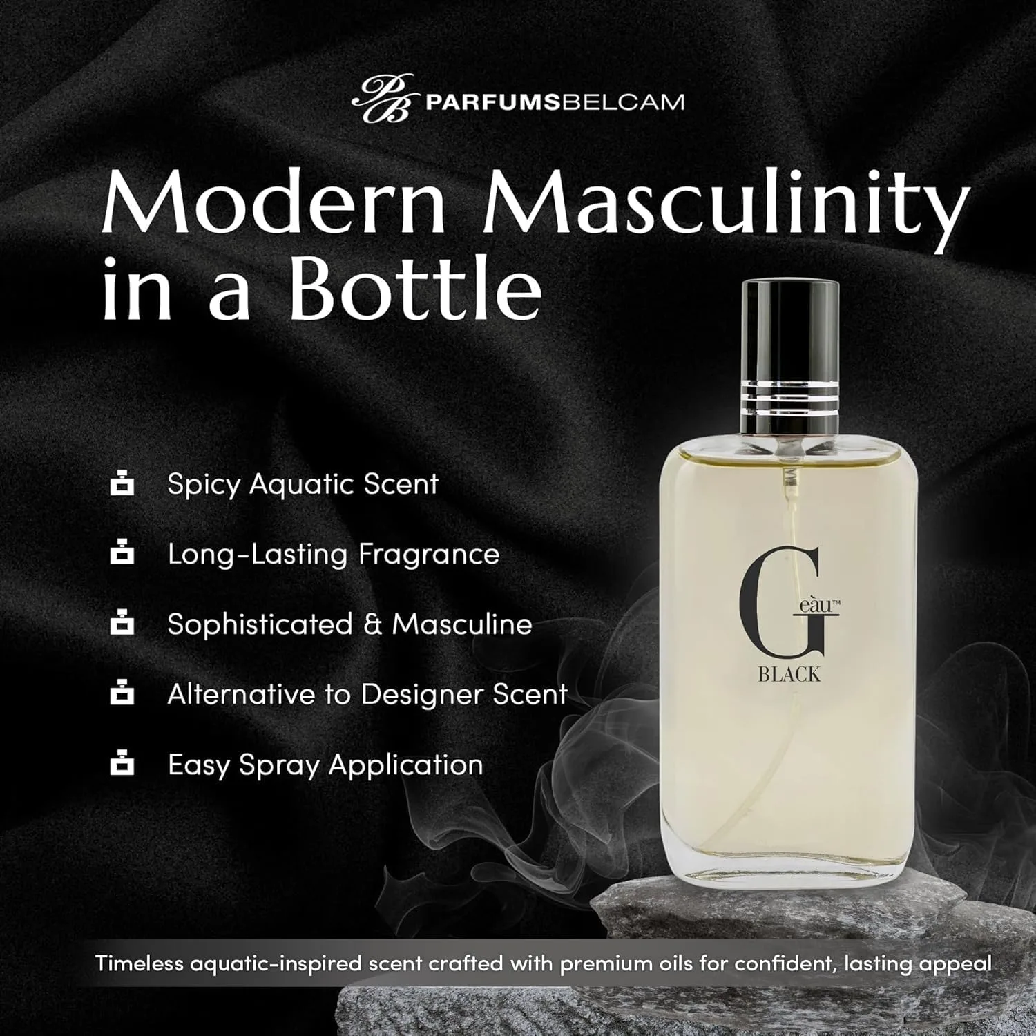 Belcam Beauty G eàu Black Eau De Toilette for Men, 3.4 Fl Oz, Pack of 2