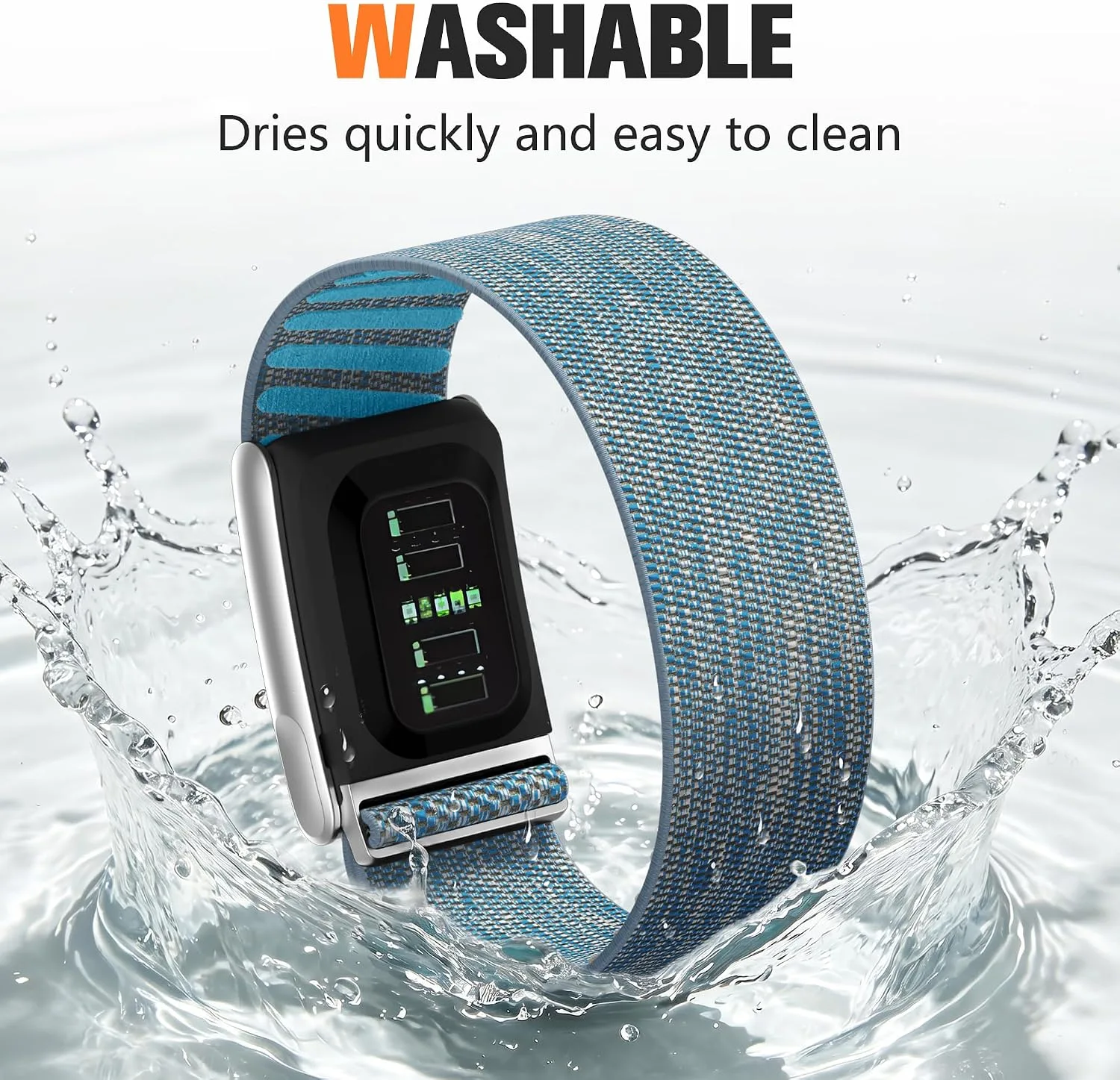 Getino Sport Band Compatible with Whoop 5.0 Bands One, Peak and Life/MG, Breathable Adjustable Elastic Replacement Soft Nylon Strap Accessories for Whoop Band 5.0 Fitness Tracker, Blue