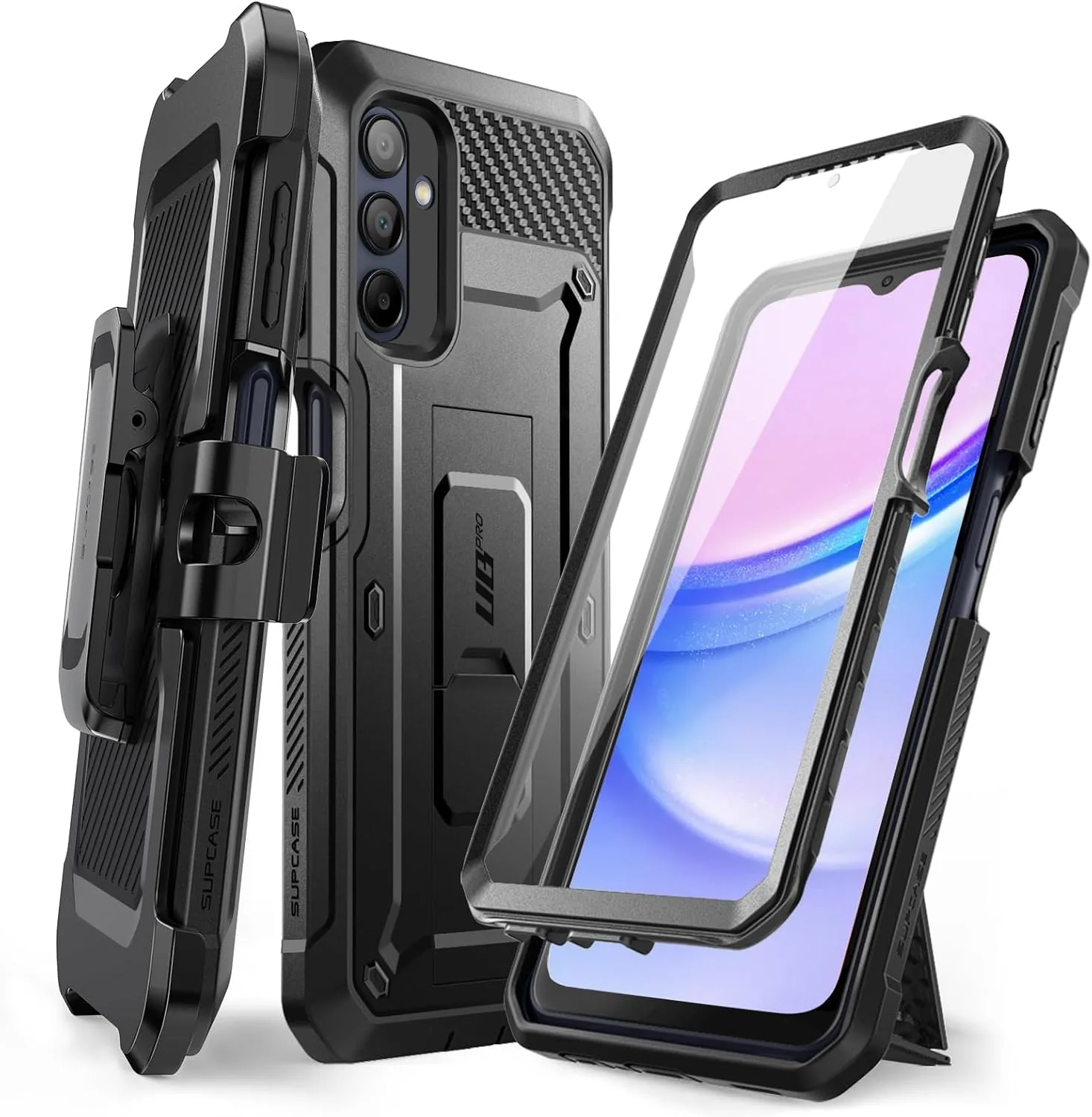Carcasa Supcase para Samsung Galaxy A16 5G con protector de pantalla Negro