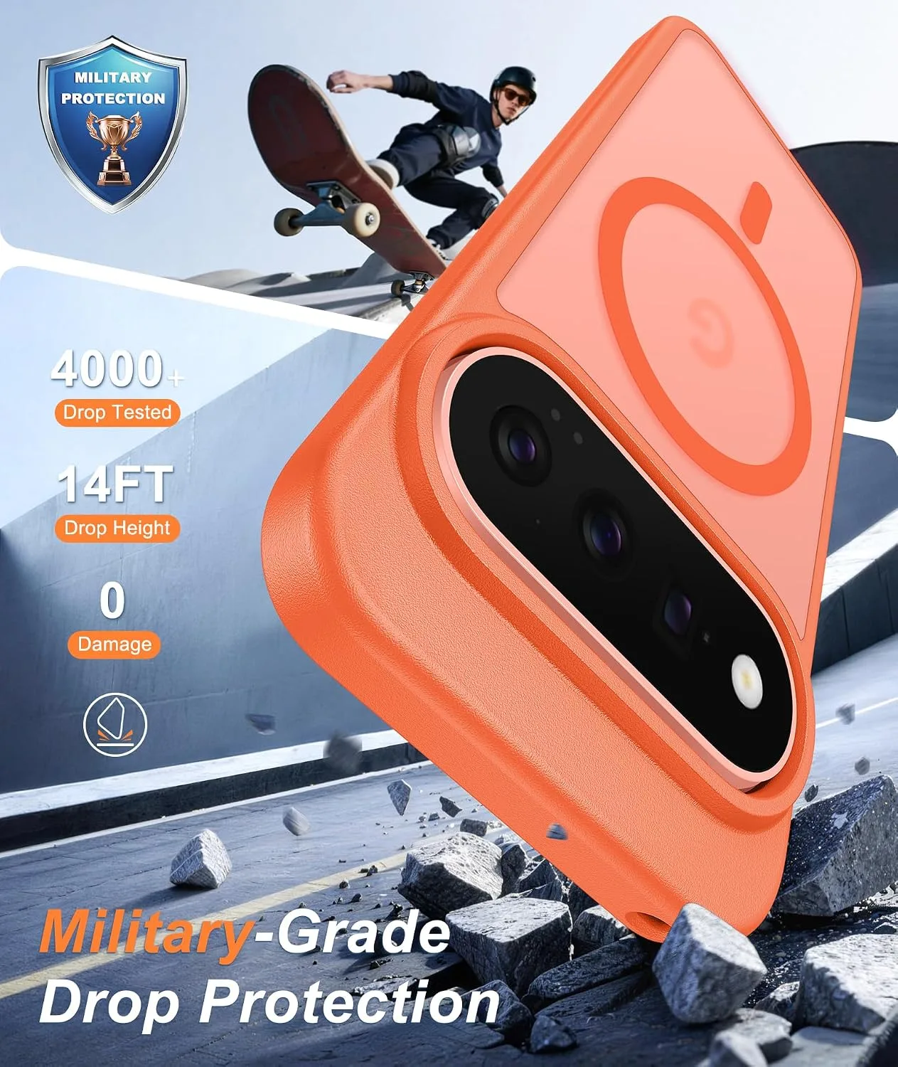 FNTCASE for Google Pixel 11 Pro XL Case Fit for MagSafe Neon Orange