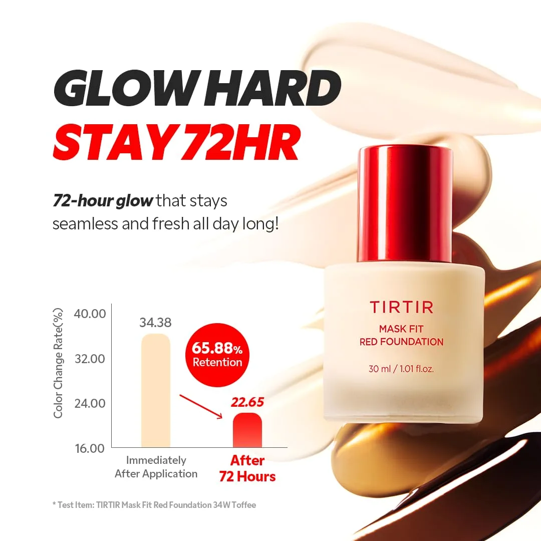 TIRTIR Mask Fit Red FoundationㅣLong Lasting Flawless Coverage, Energy Essence, Lightweight, Hydrating, Pore-Blurring, Breathable Satin Finish, Makeup, Radiant Skin, #11C Cool Rosy, 1.01 Fl Oz