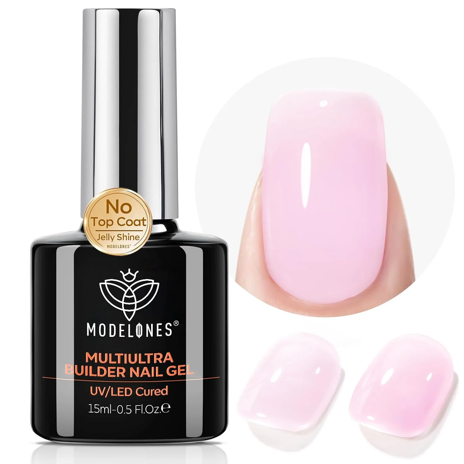modelones Builder Nail Gel, Baby Pink Builder No Top Coat Needed,