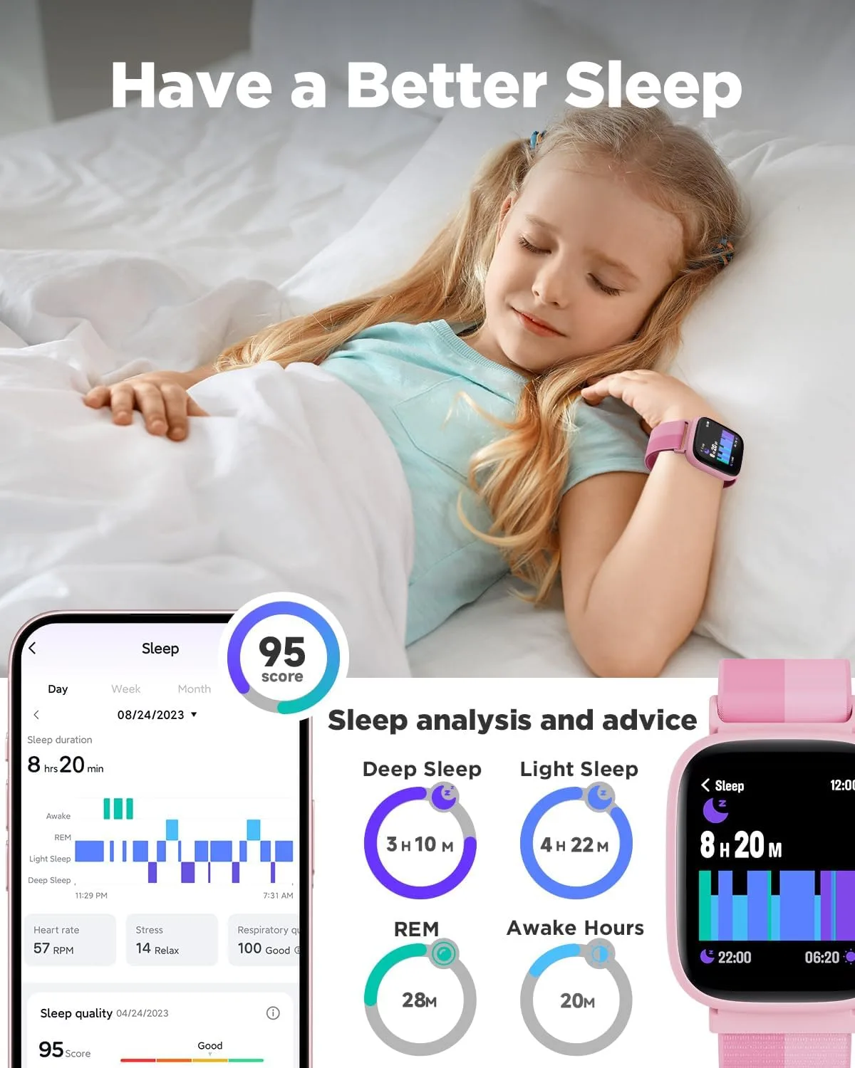 BIGGERFIVE Smart Watch for Kids, 1.8" Fitness Tracker Watch with Pedometer