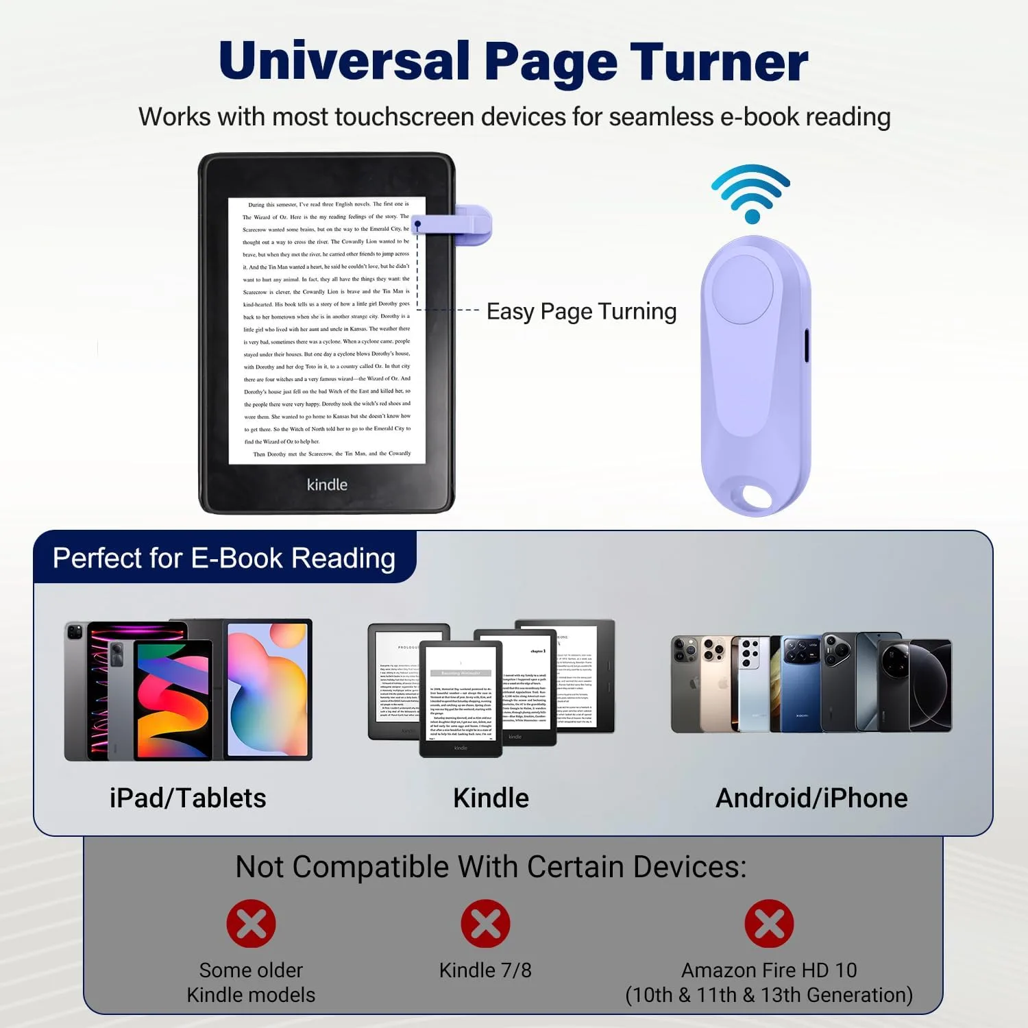 Page Turner for Kindle Remote Control for iPhone iPad Tablets eReaders