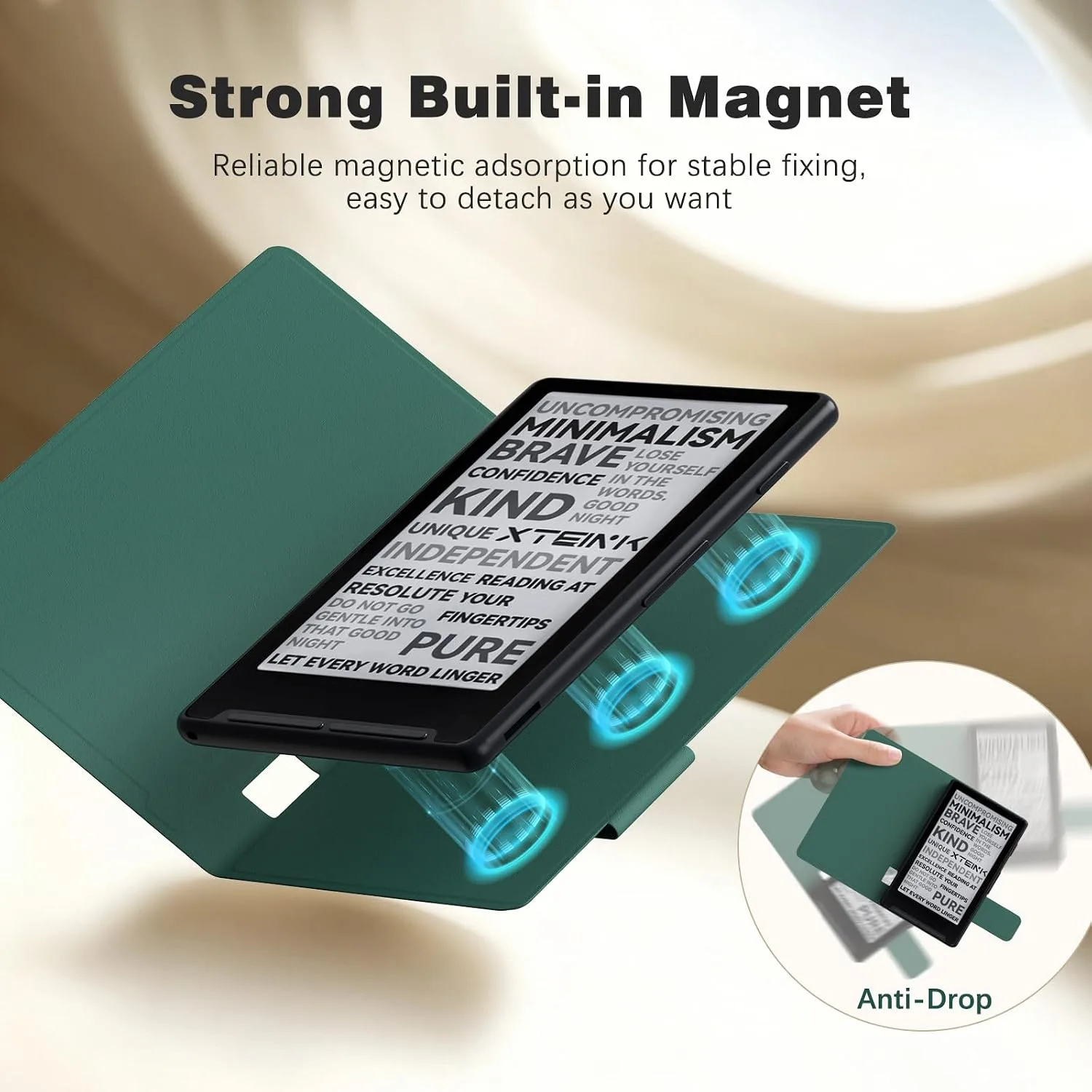 MoKo Magnetic Case for XTEINK X4 E-Reader 4.3 Inch, Midnight Green