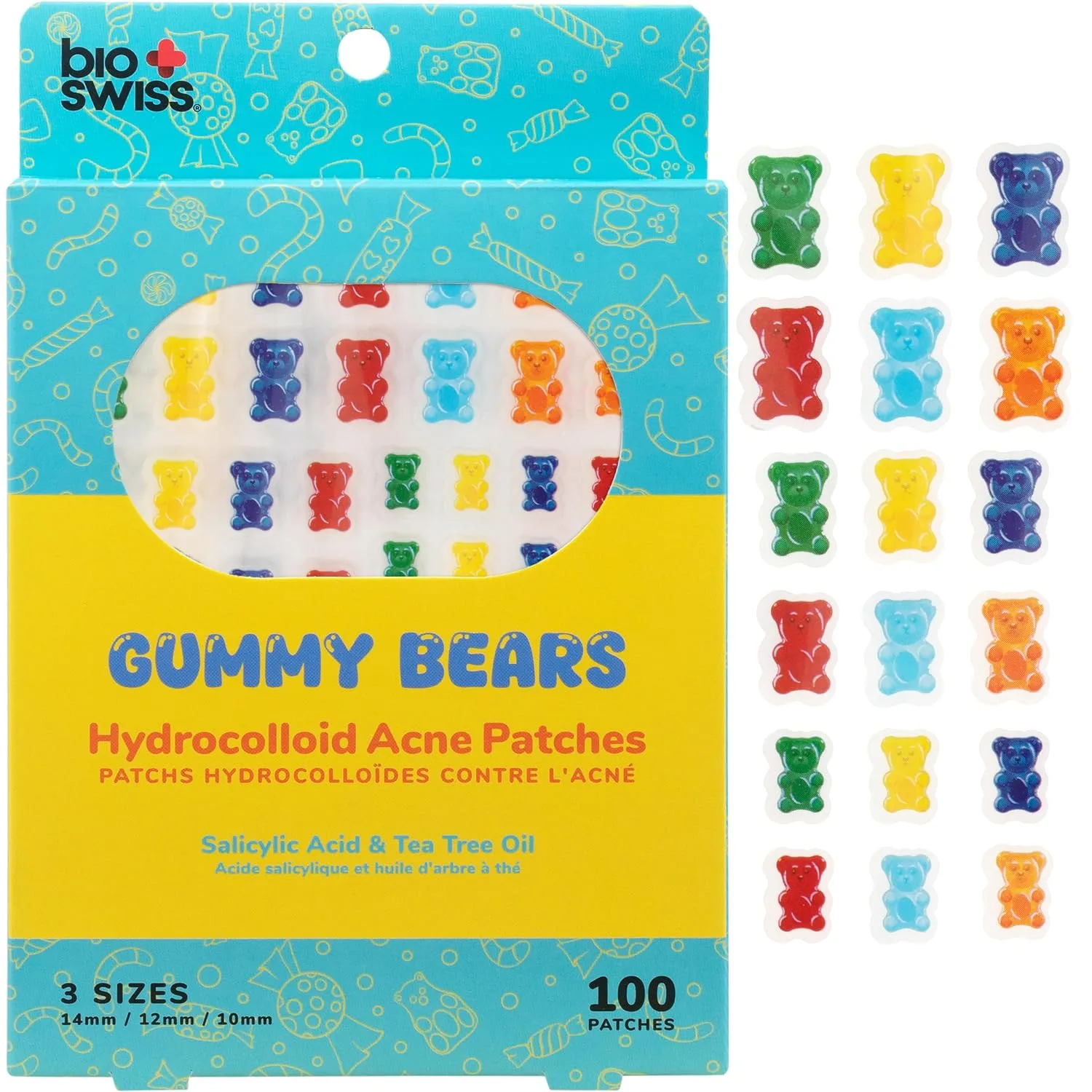 Parche Facial BioSwiss Gummy Bears para Espinillas y Imperfecciones 100 unidades