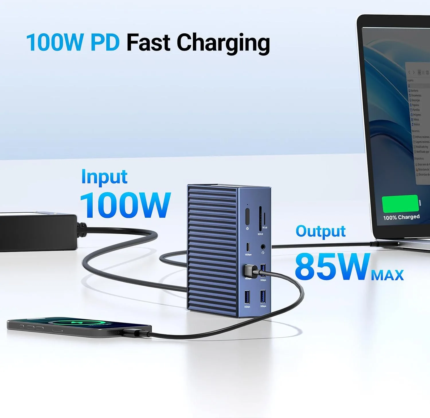 ACASIS USB C Docking Station Dual Monitor, 16-in-1 Laptpop Docking Station with 2* HDMI,VGA,2.5G Ethernet,SD/TF,10Gbps USB-C 3.1,3.5mm Audio,PD100W,USBC Hub for Dell/Lenovo/HP/ThinkPad (Gray)