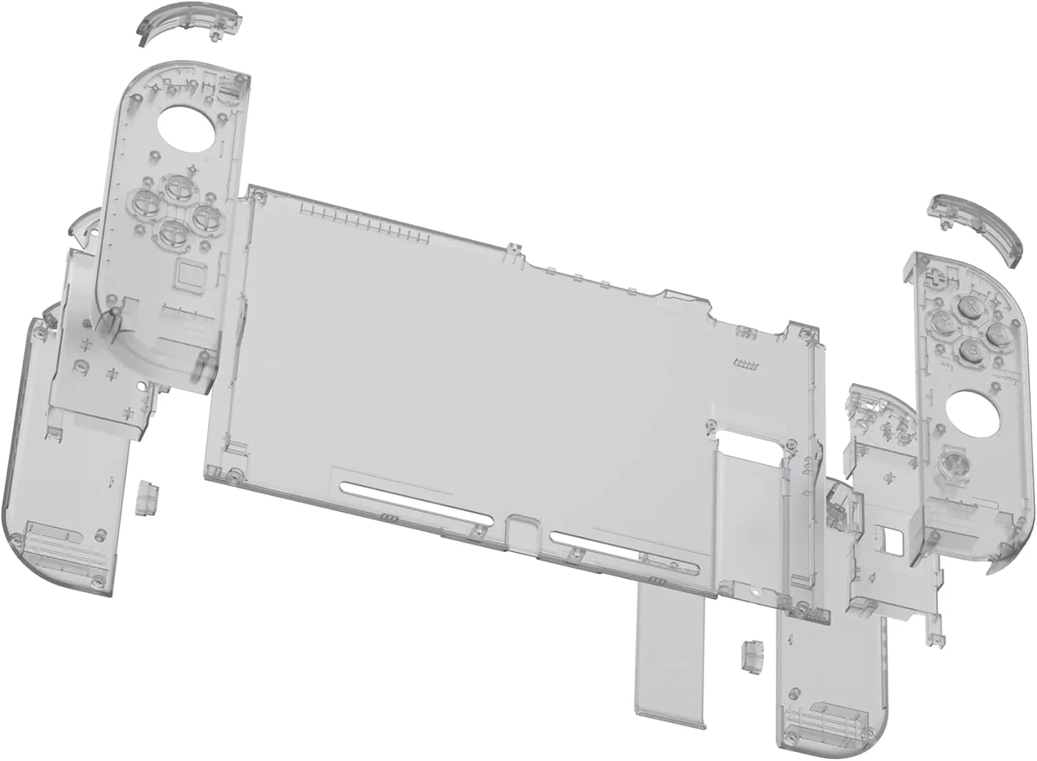 eXtremeRate DIY Replacement Shell Buttons for Nintendo Switch, Back Plate for Switch Console, Housing with Full Set Buttons for Joycon Handheld Controller - Clear Black [No Electronics Parts]