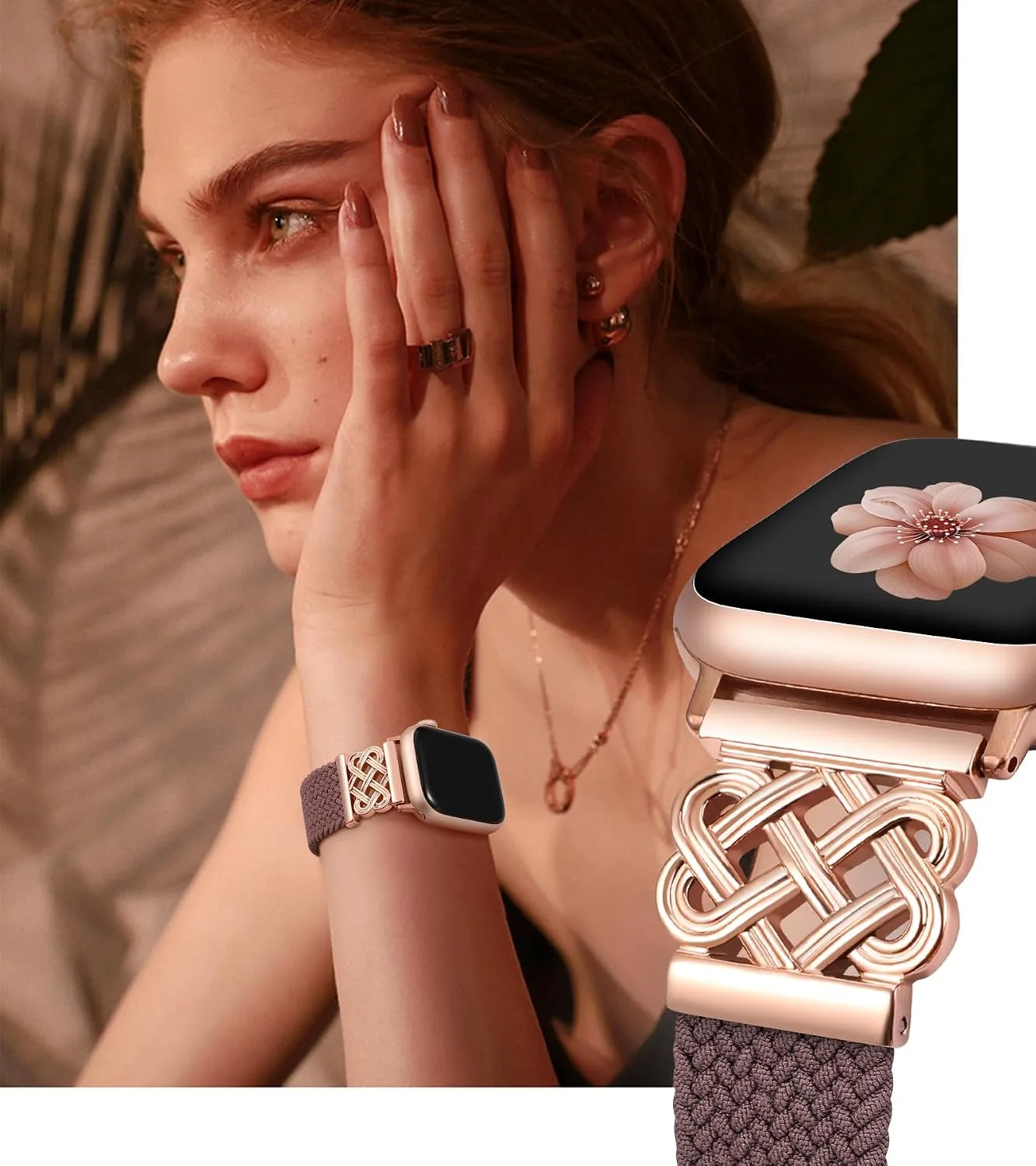 Braided Stretchy Band with Magnetic Clasp for Apple Watch Bands Women Men